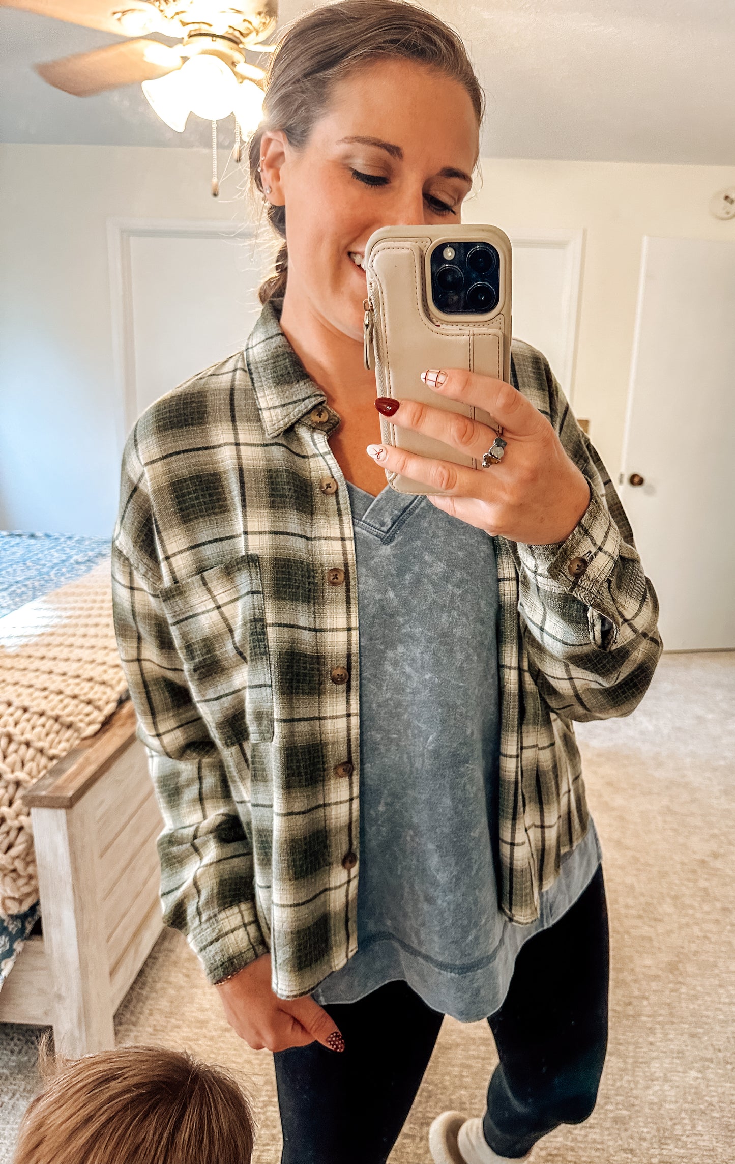 Cider Trails Plaid Top-Olive