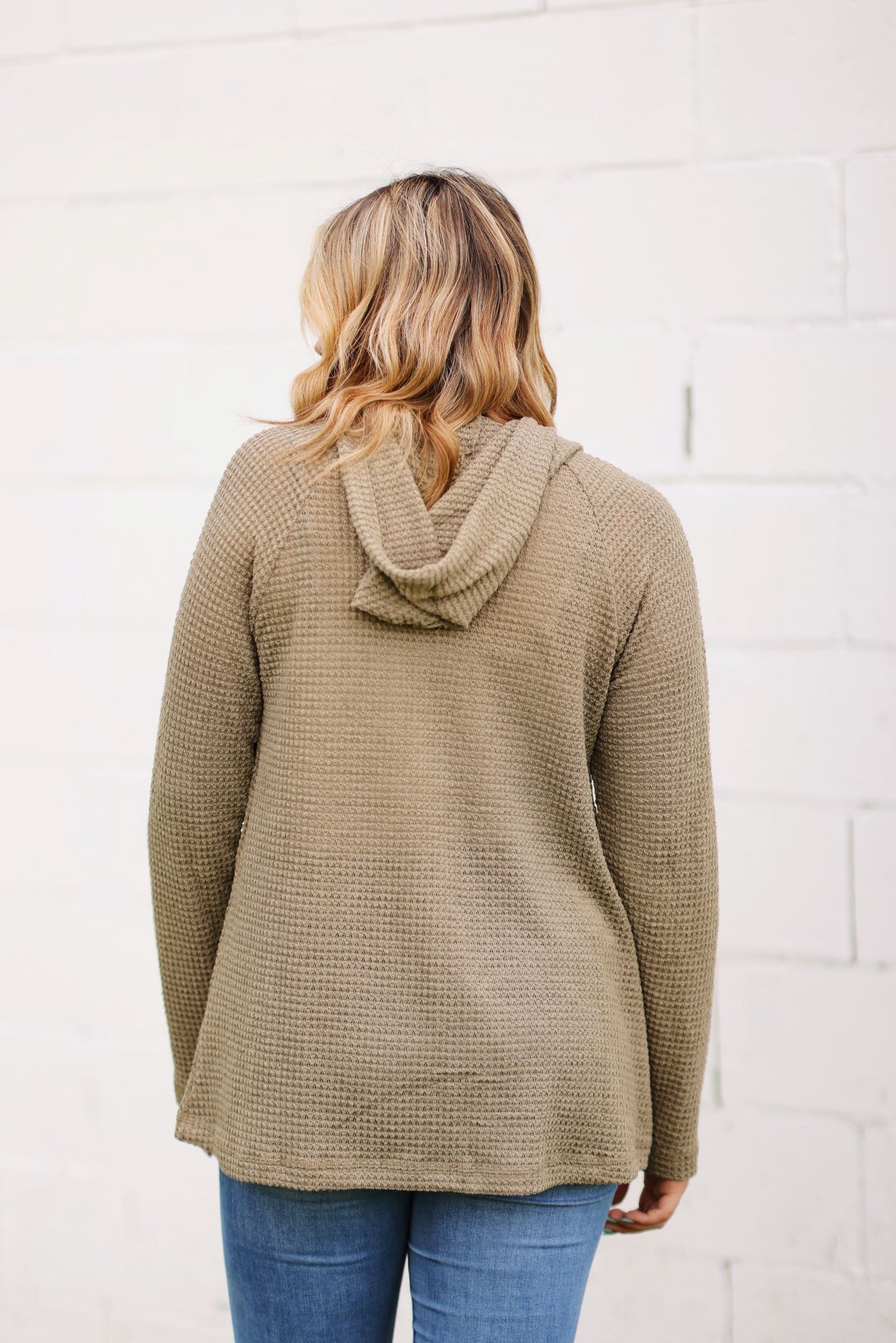 Evergreen Waffle Knit Button Up (2 colors)