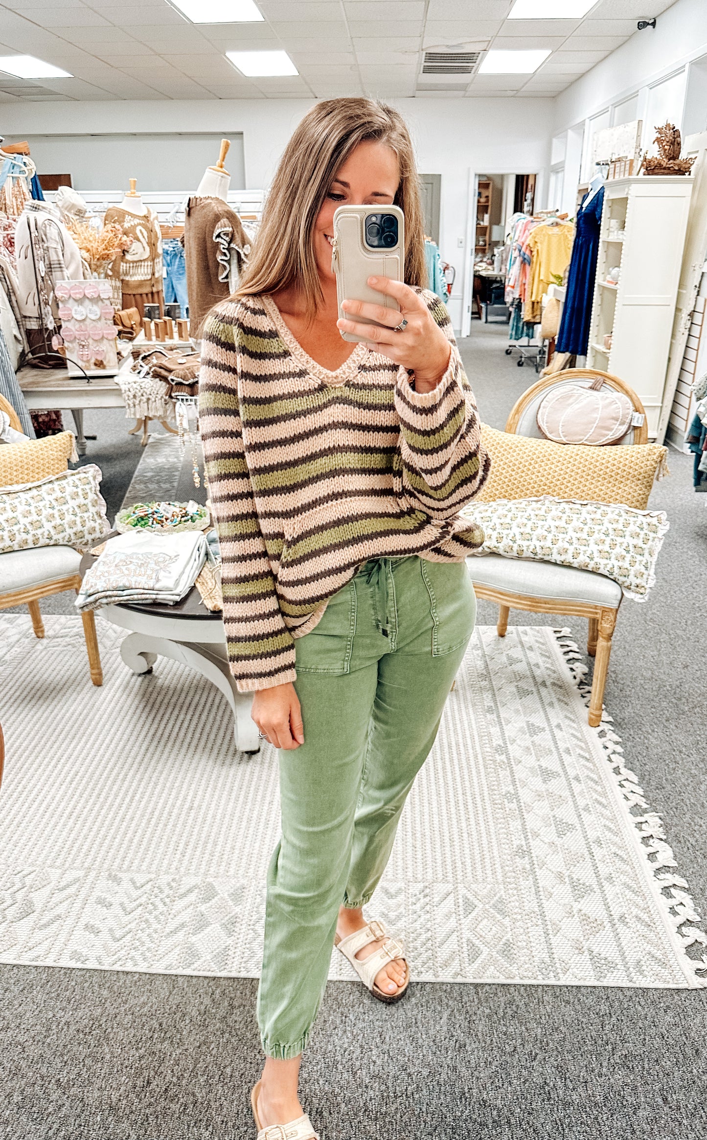 Evergreen Ease Striped Pullover