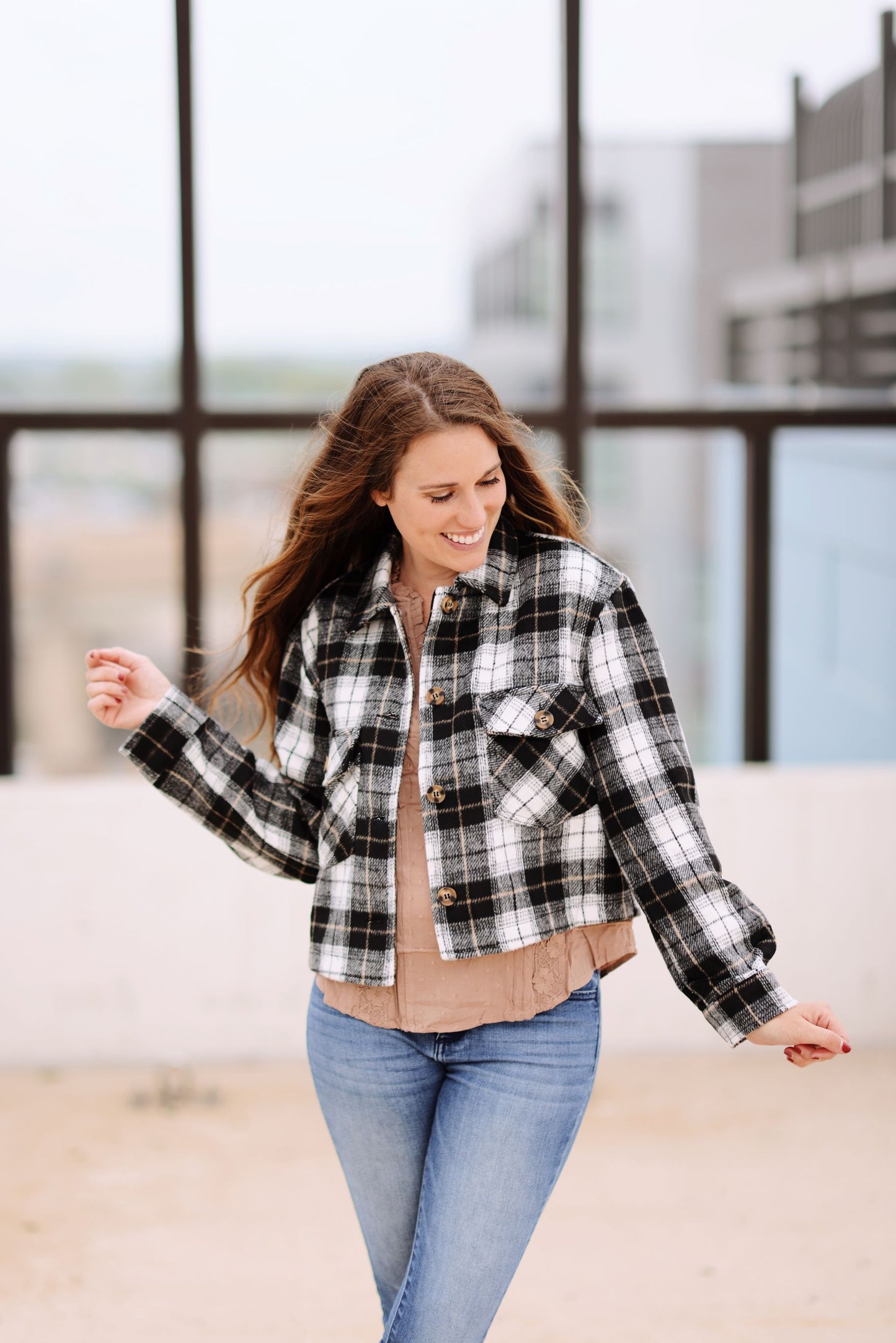 Breezy in Fall Shacket-Black Multi