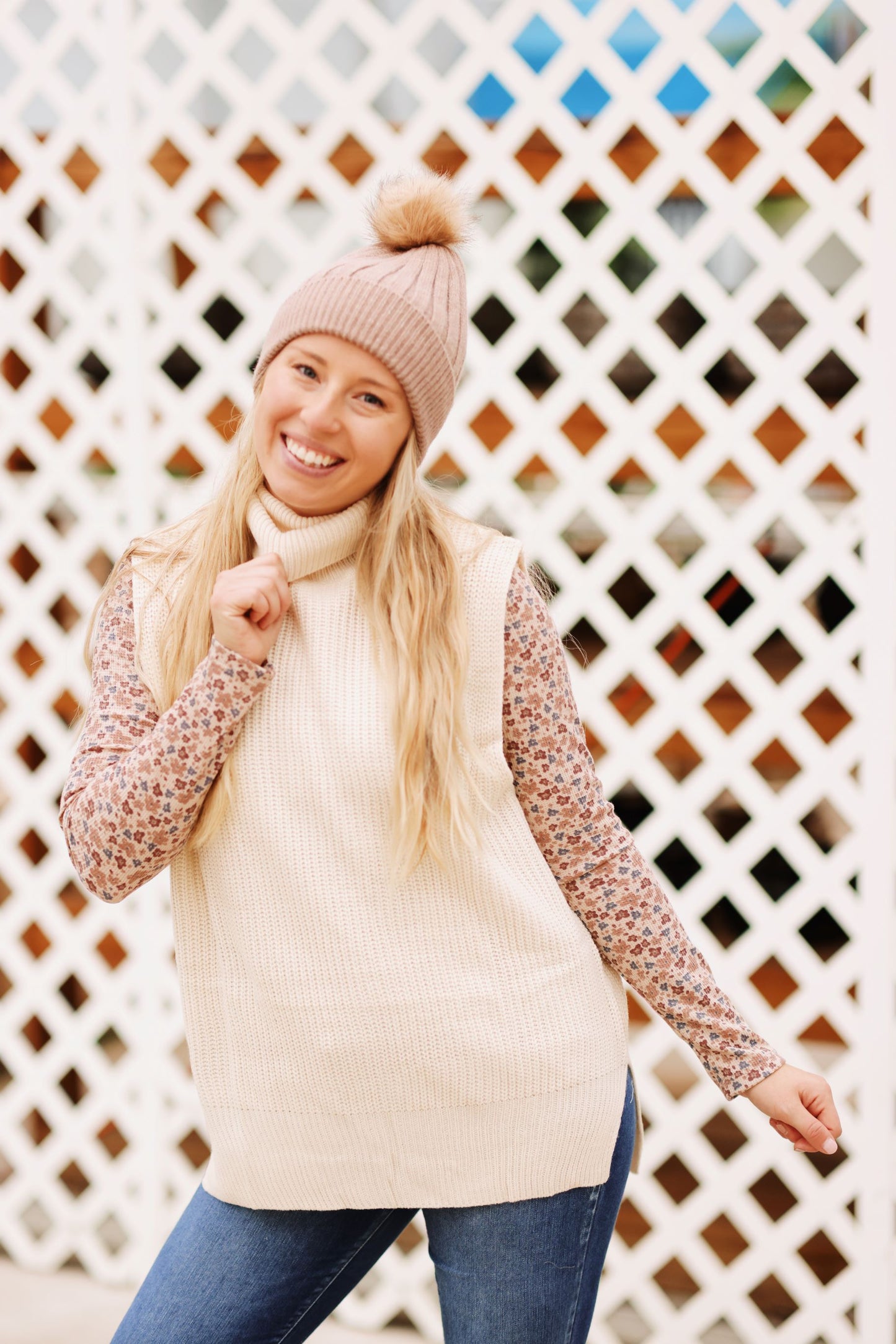 Knitted in Layers Vest-Ivory