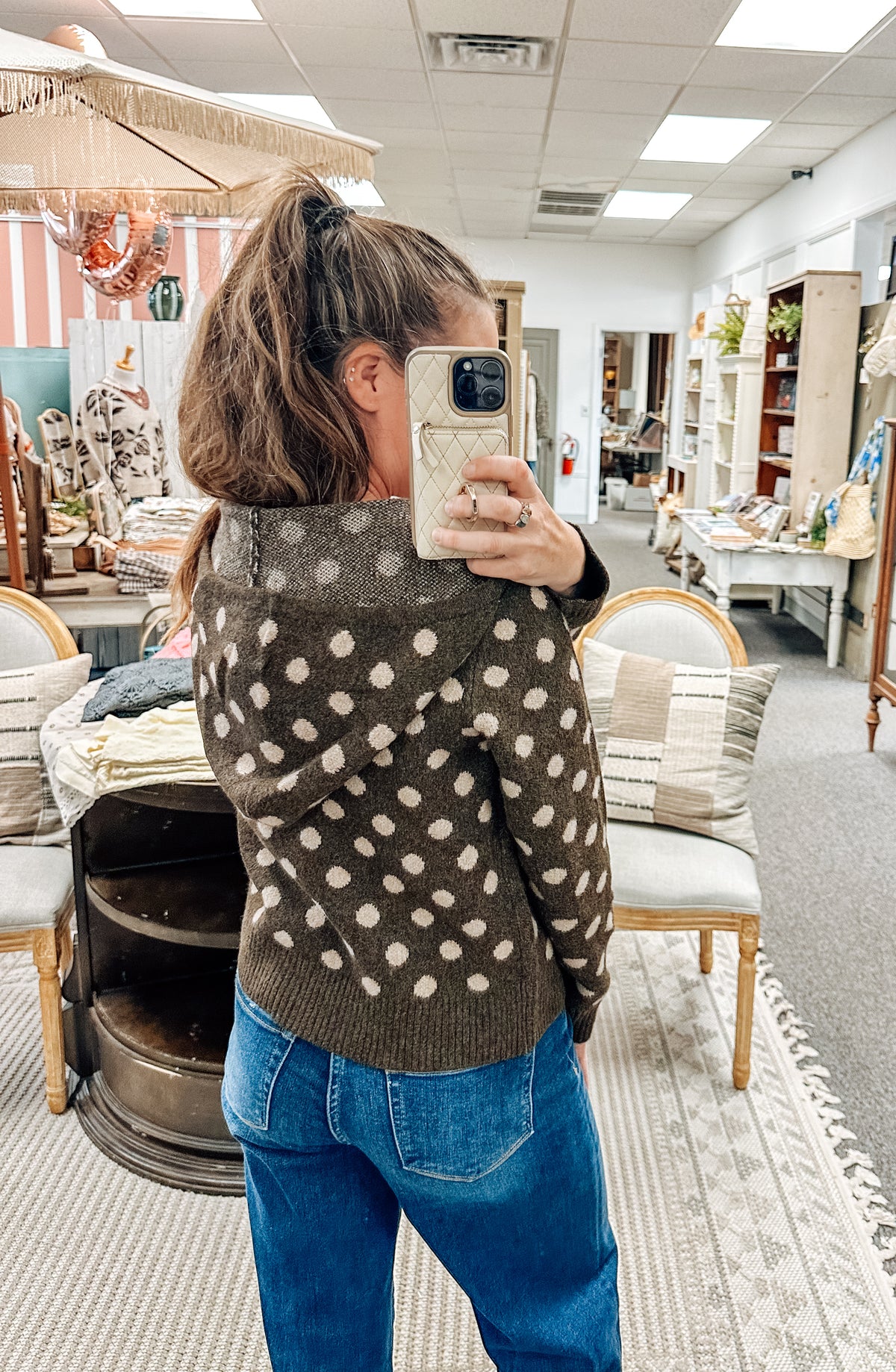 Dottie Chocolate Zip Up Hoodie Top