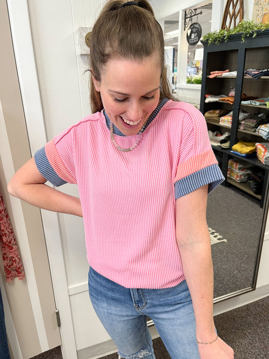 Color me Happy Ribbed Top (S-3X)