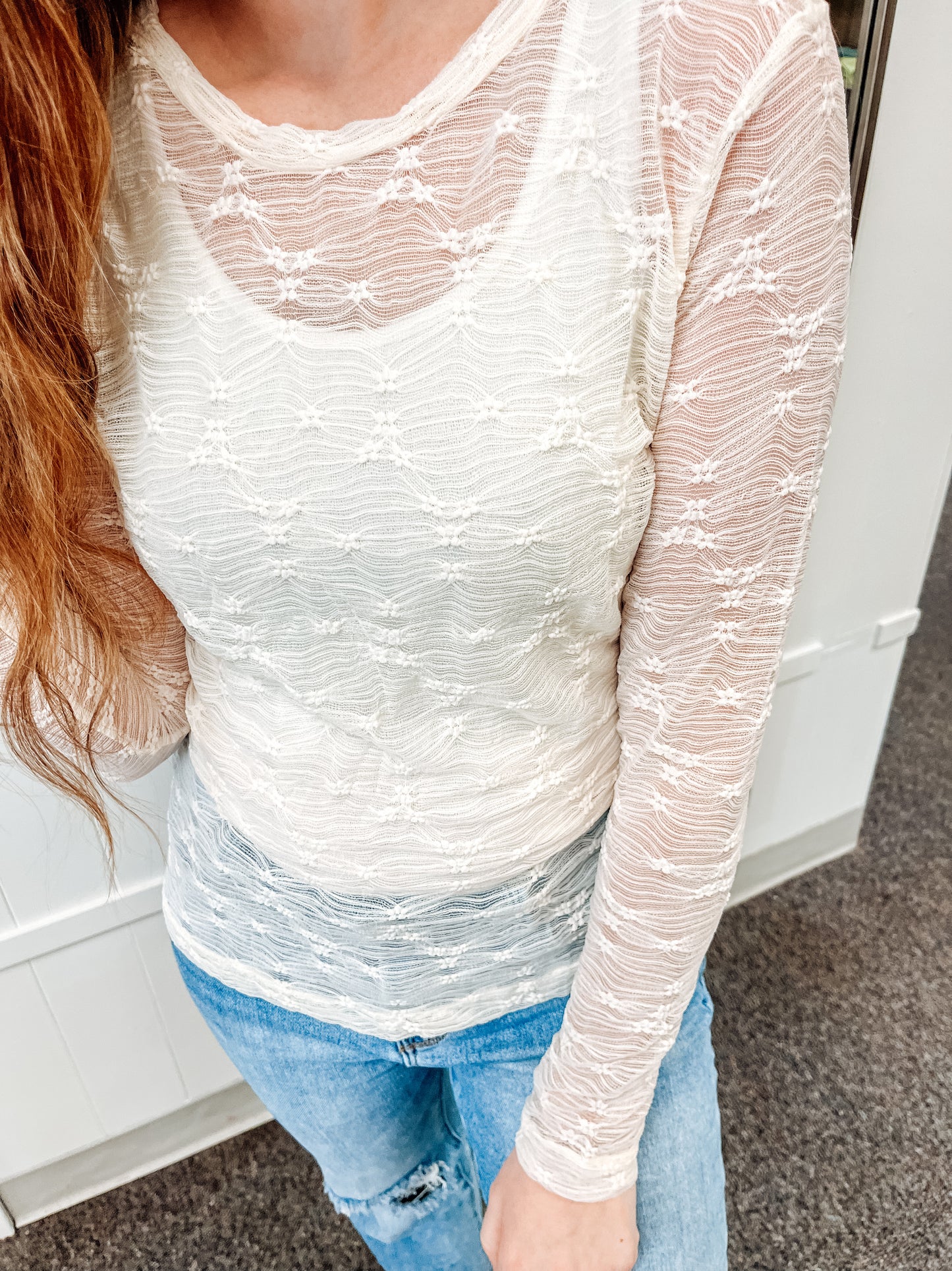 Here For Cream Lace Top (S-XL)