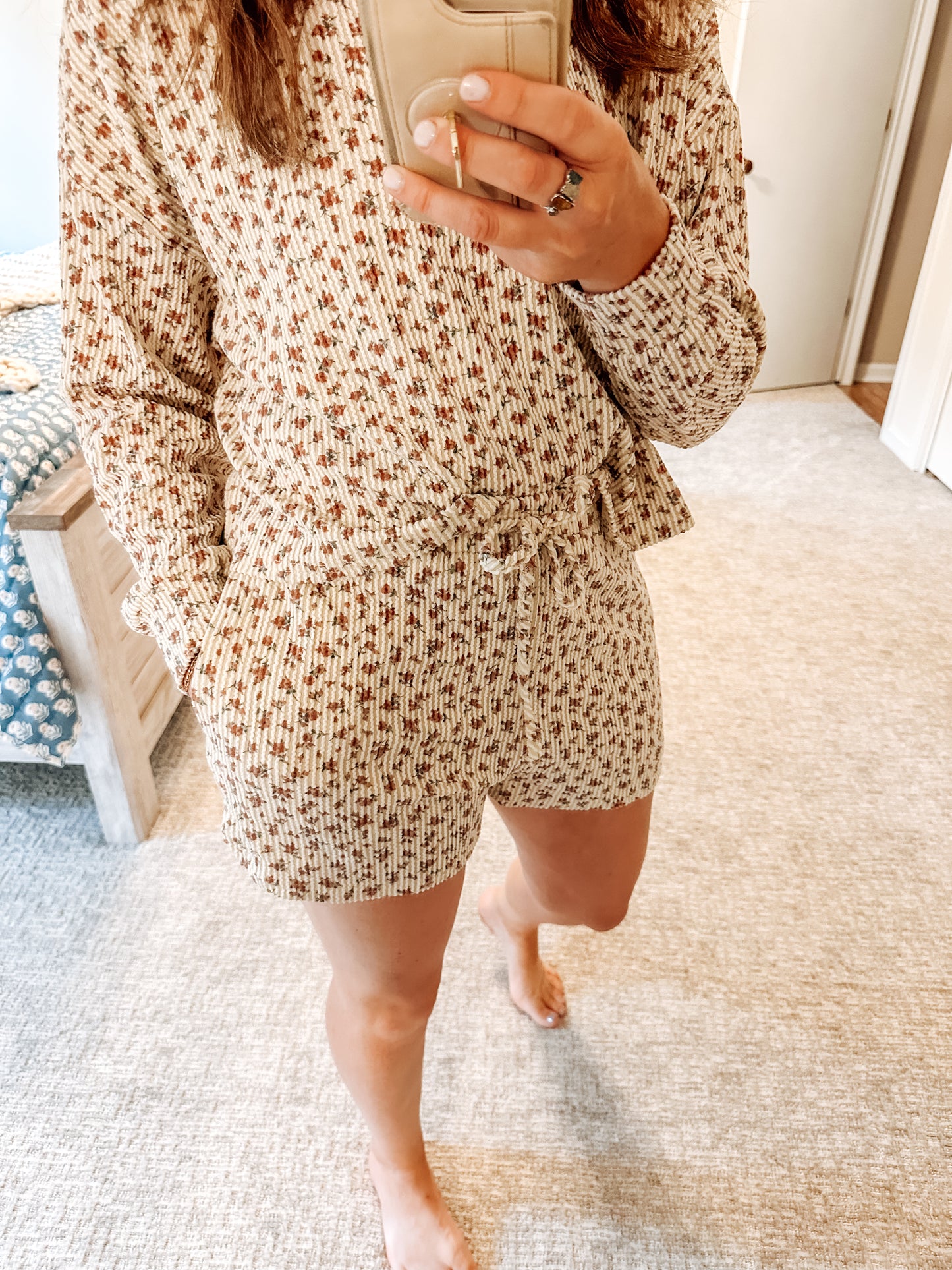 Whispering Florals Ribbed Knit Top