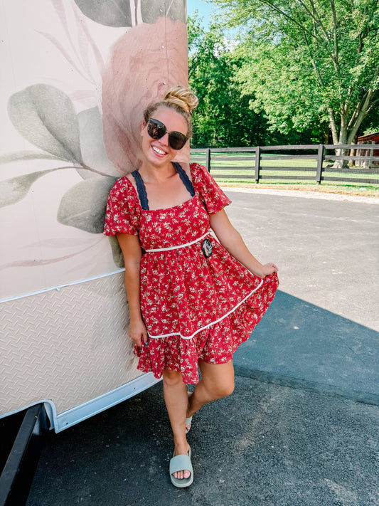 Autumn Bouquet Dress-Burgundy