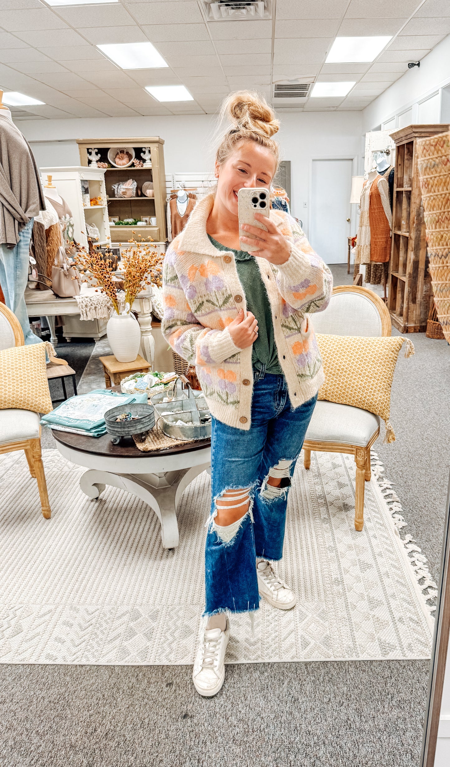 Enchanted Bloom Jacquard Cardigan (S-XL)