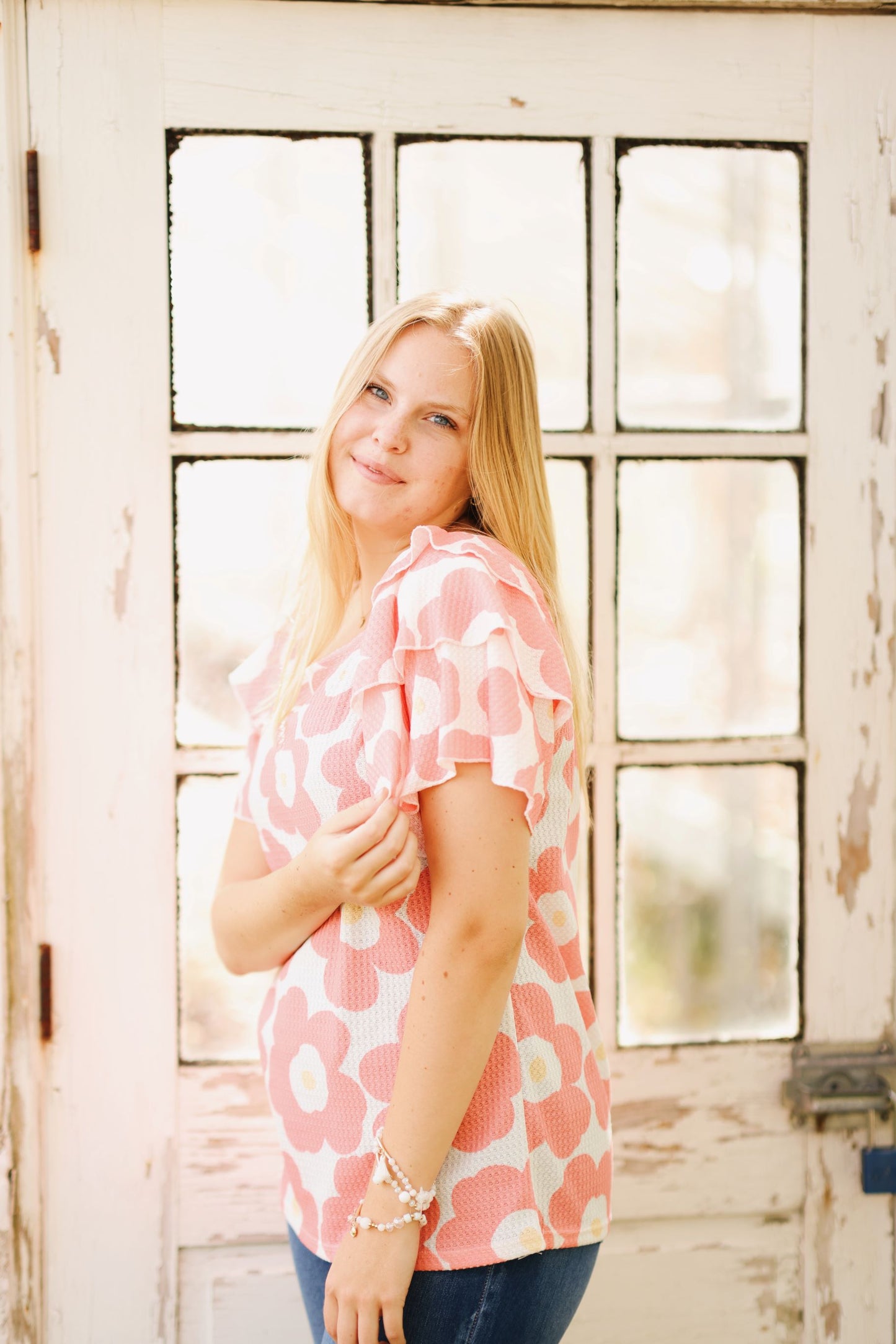Delightful Blooms Waffle knit Top (S-XL)