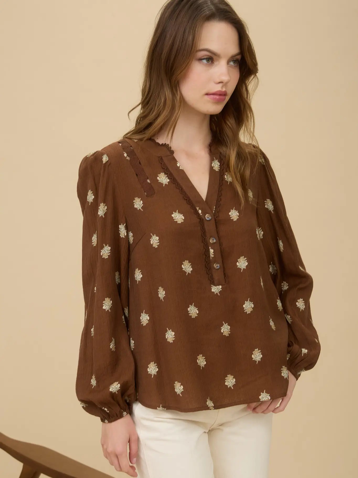 Great Escape Blouse-Brown