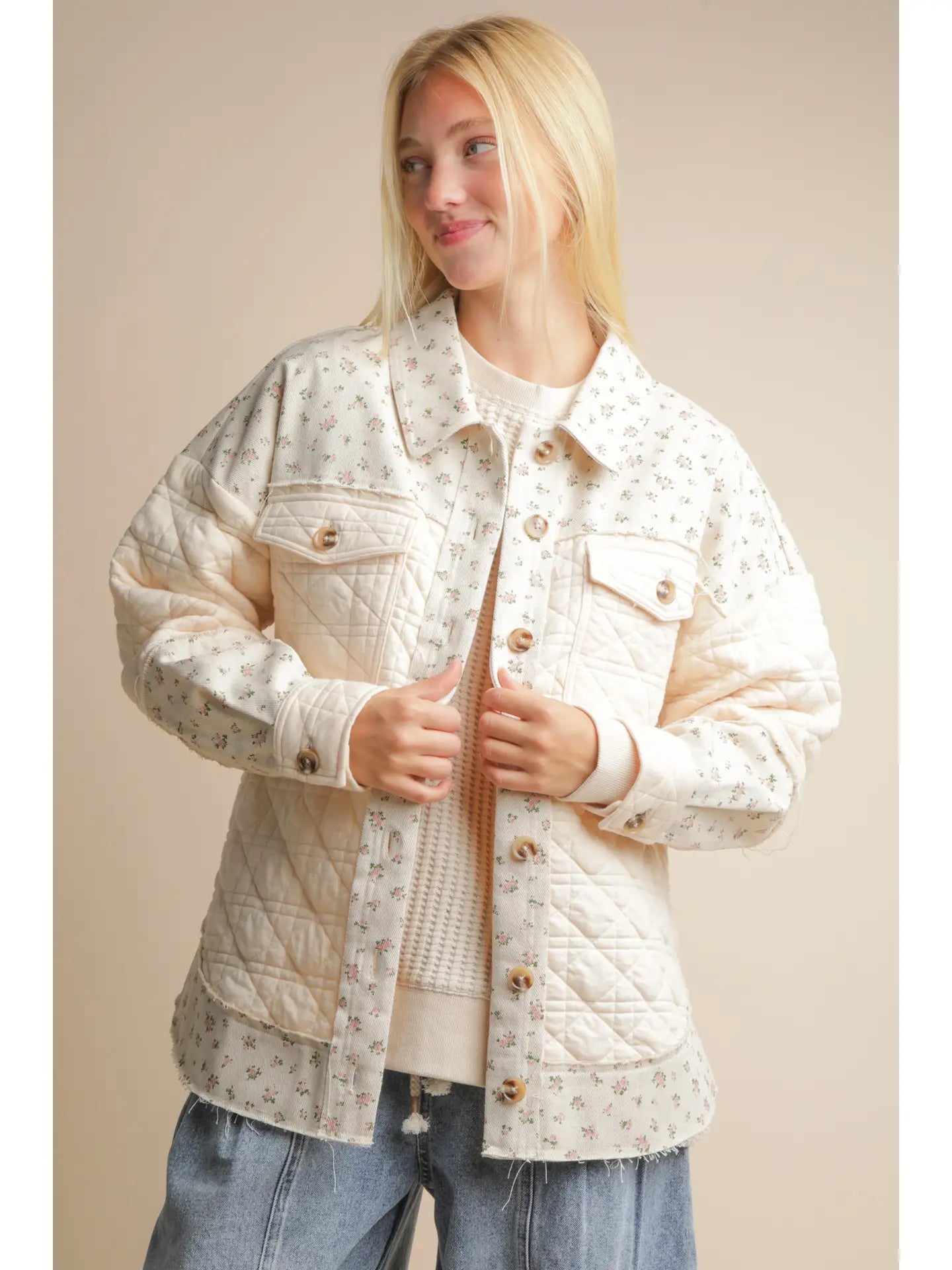 Quilt & Bloom Button Up Top