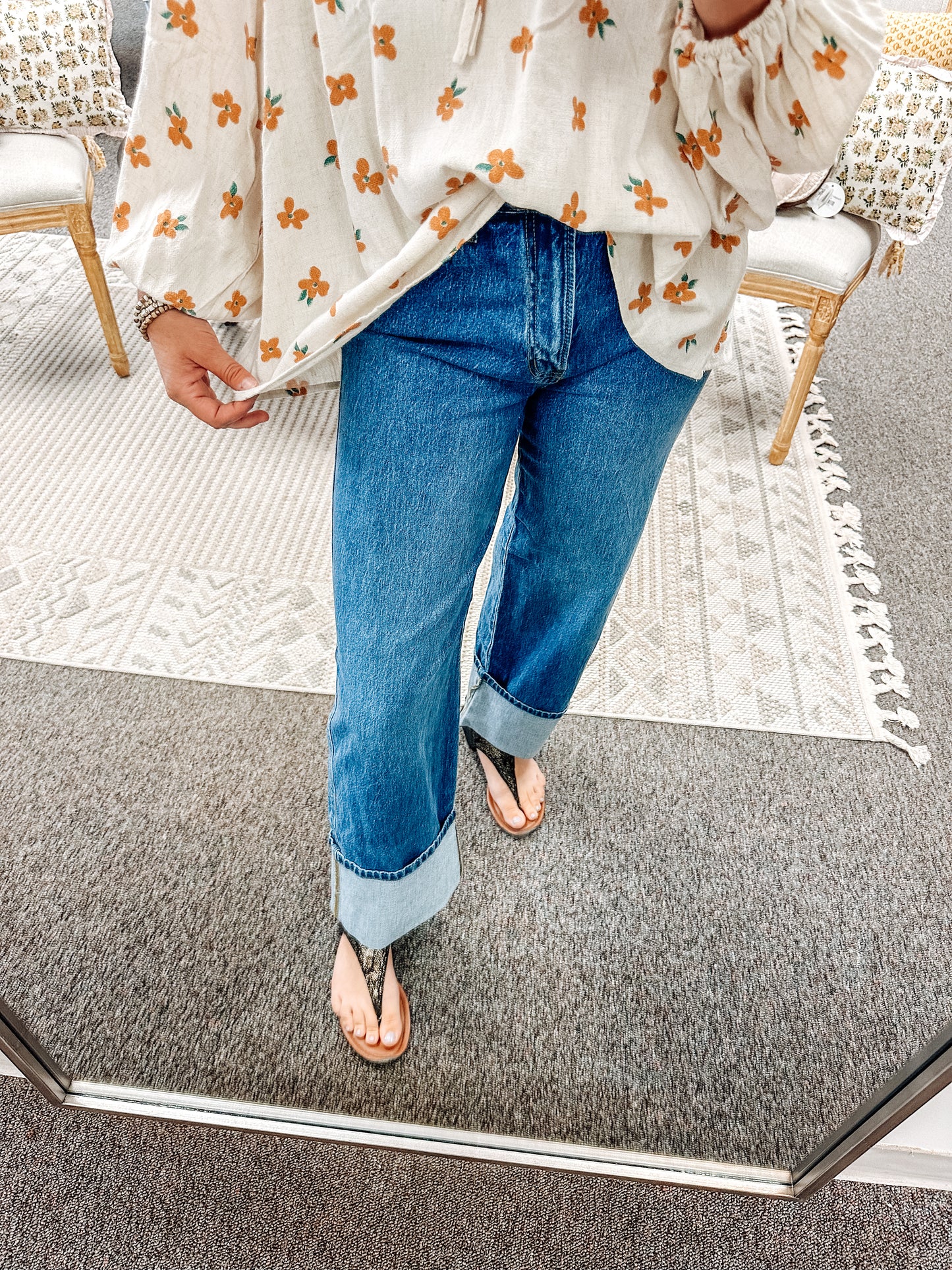 Tucked & Cuff Wide Leg Denim