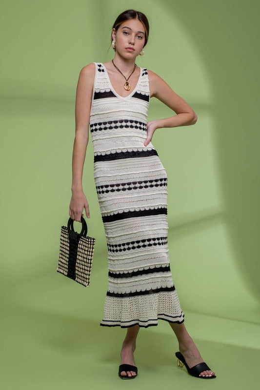 Striped Sophistication Crochet Dress