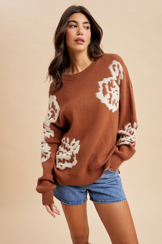 The Woodland Bloom Sweater-Brown