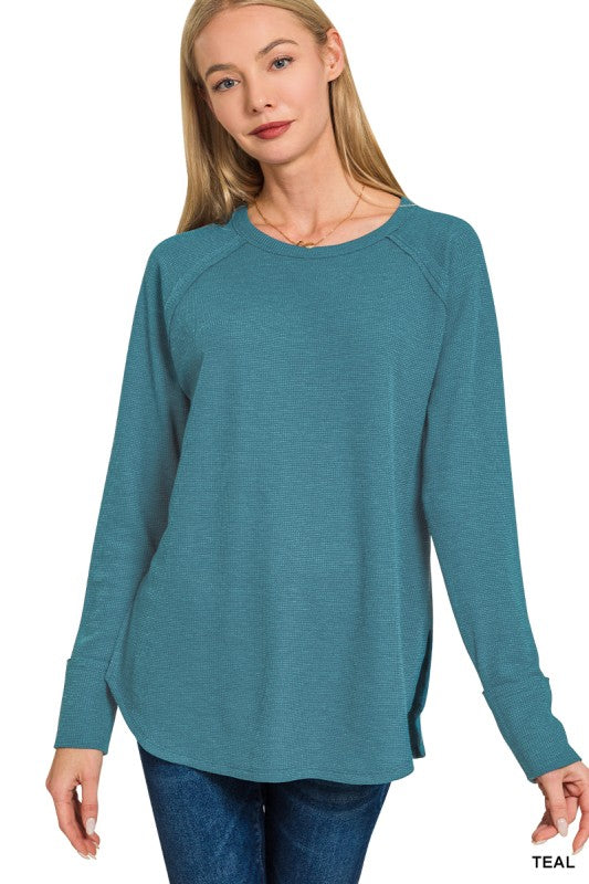 Waffle Knit Weather-Teal (S-3X)