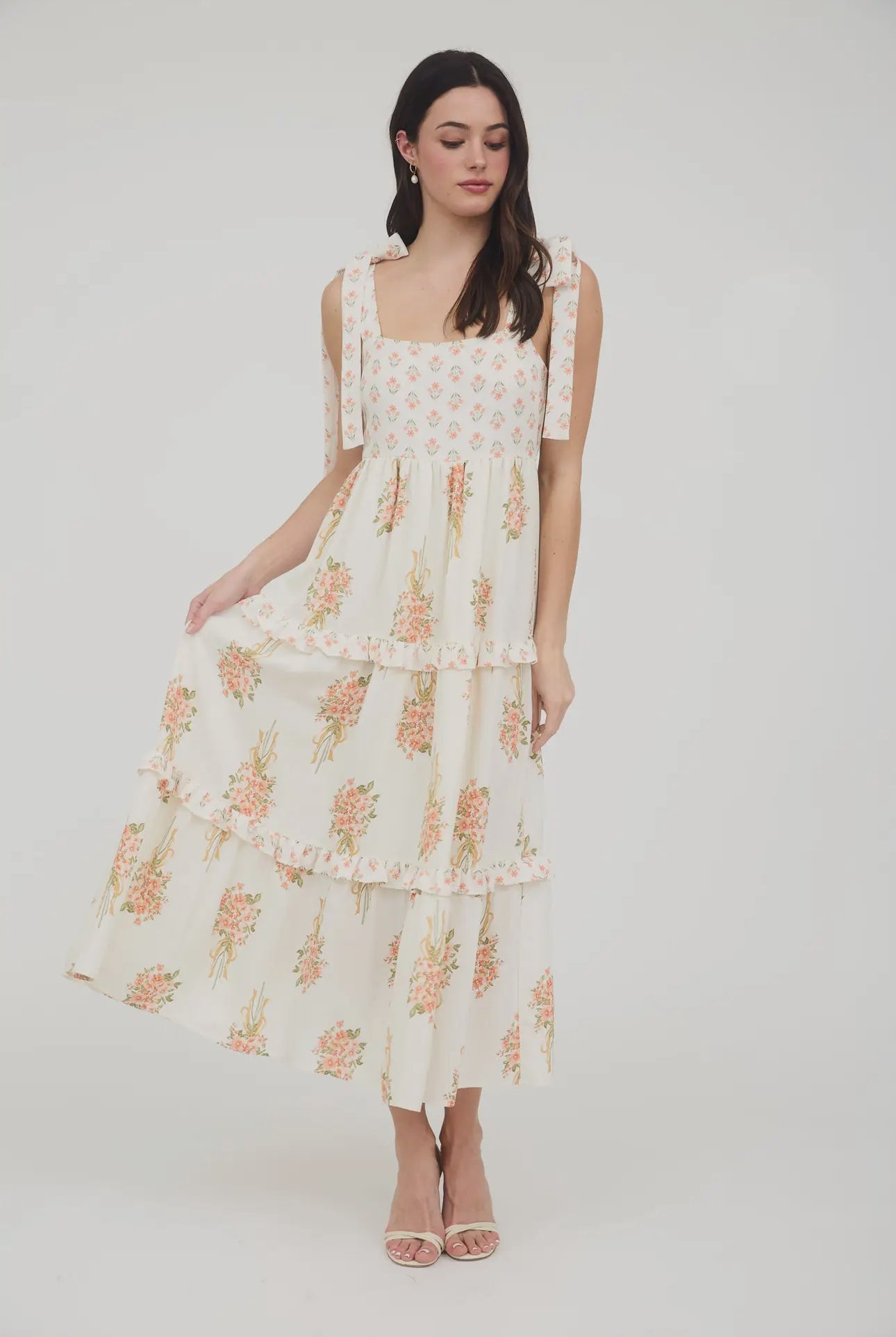 Floral Bouquet Empire Tiered Dress