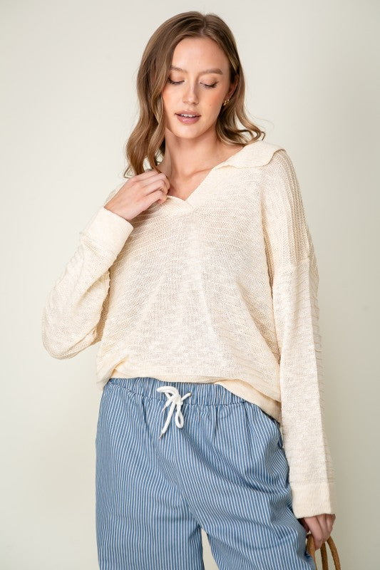 Natural Layers Collared Knit Top