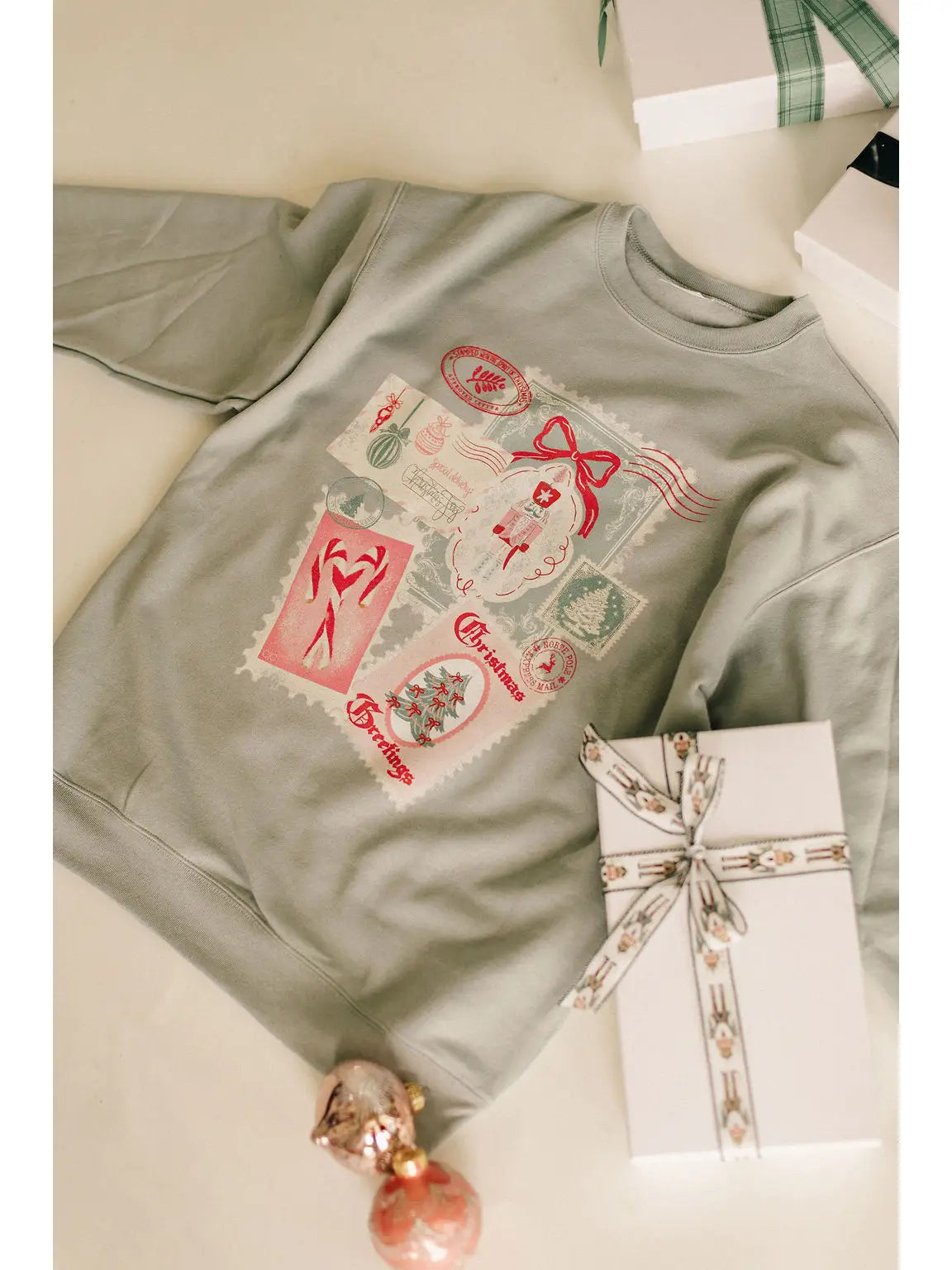 Christmas Stamp Graphic Sweatshirt S-2X (Preorder)