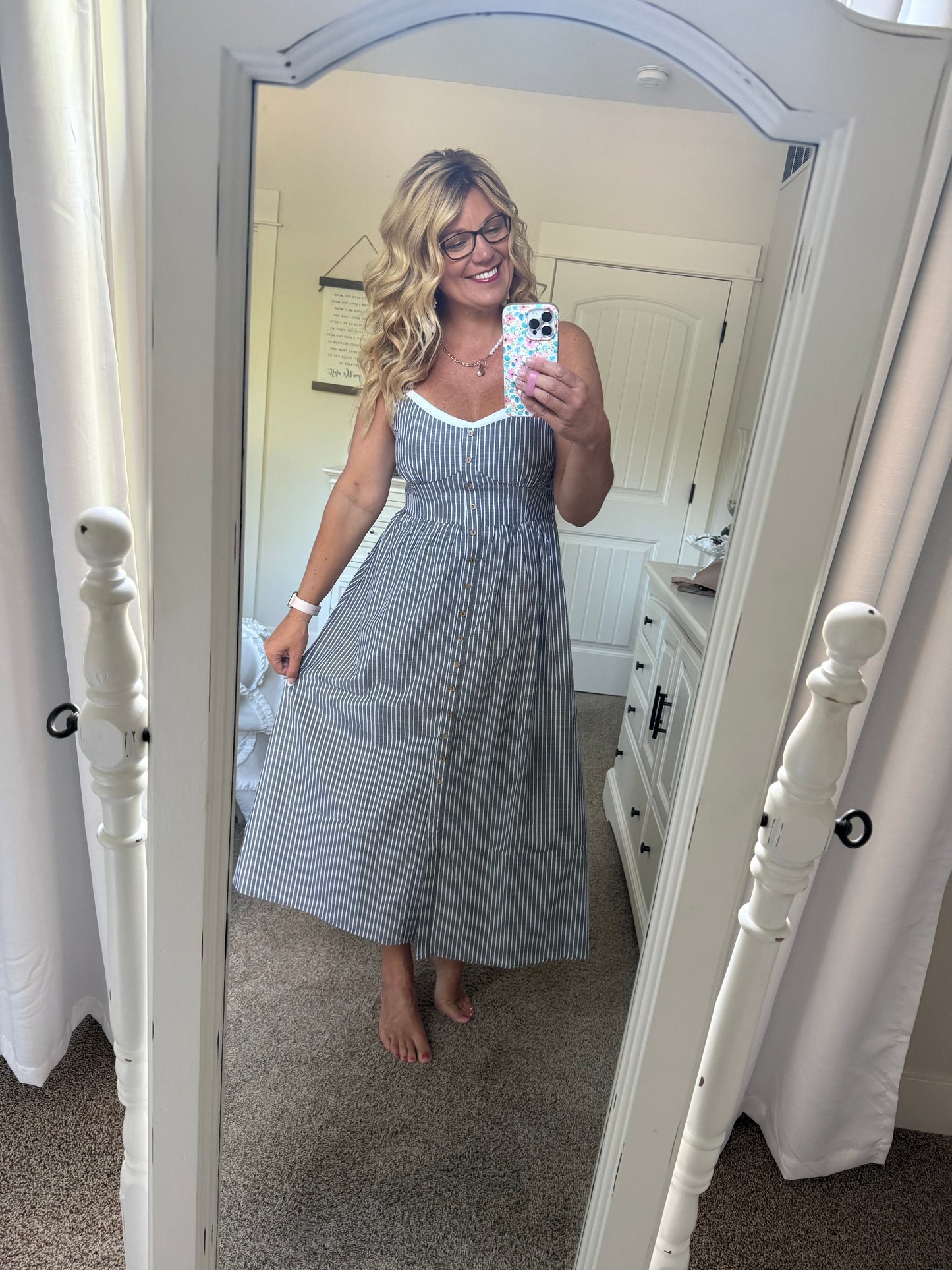 Cider and Striped Midi Dress