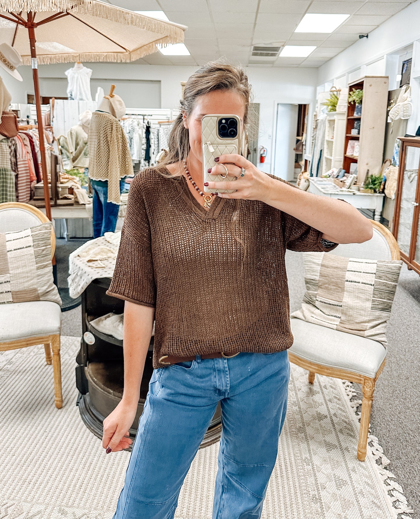 Meet me at the Coast Knit Top-Chocolate