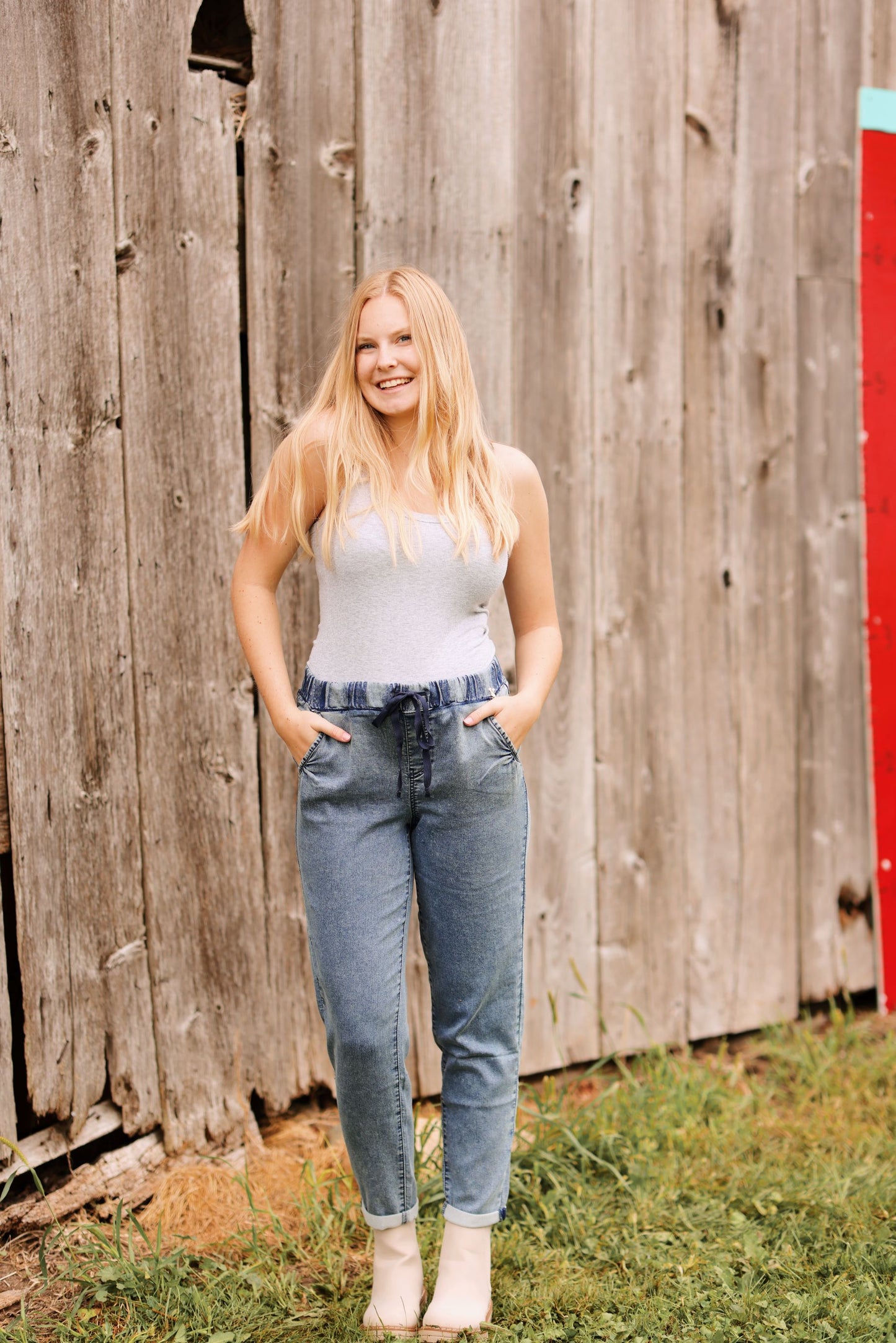 Vintage Days Denim Joggers-Blue (S-XL)
