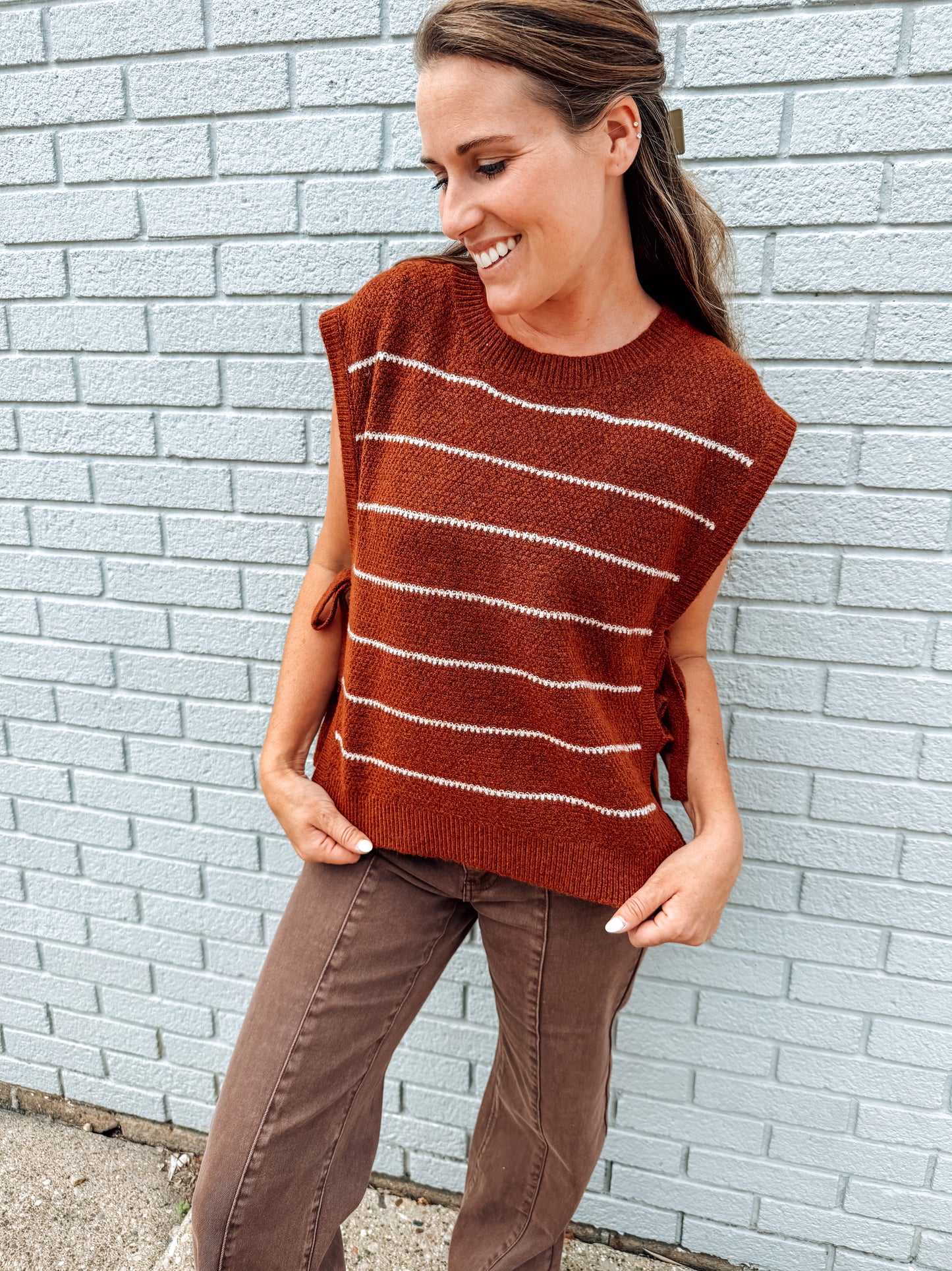 The Layered in Love Striped Vest-Mocha