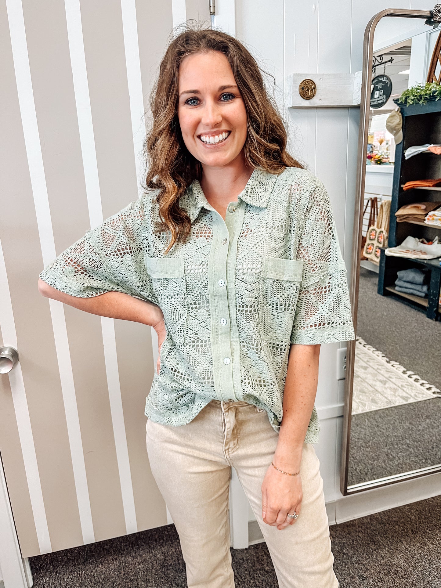 Oceans Are Calling Crochet Button Down Top
