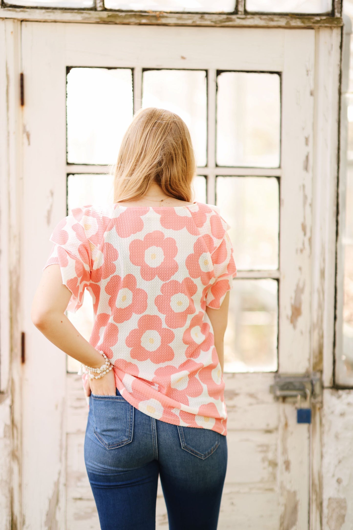Delightful Blooms Waffle knit Top (S-XL)