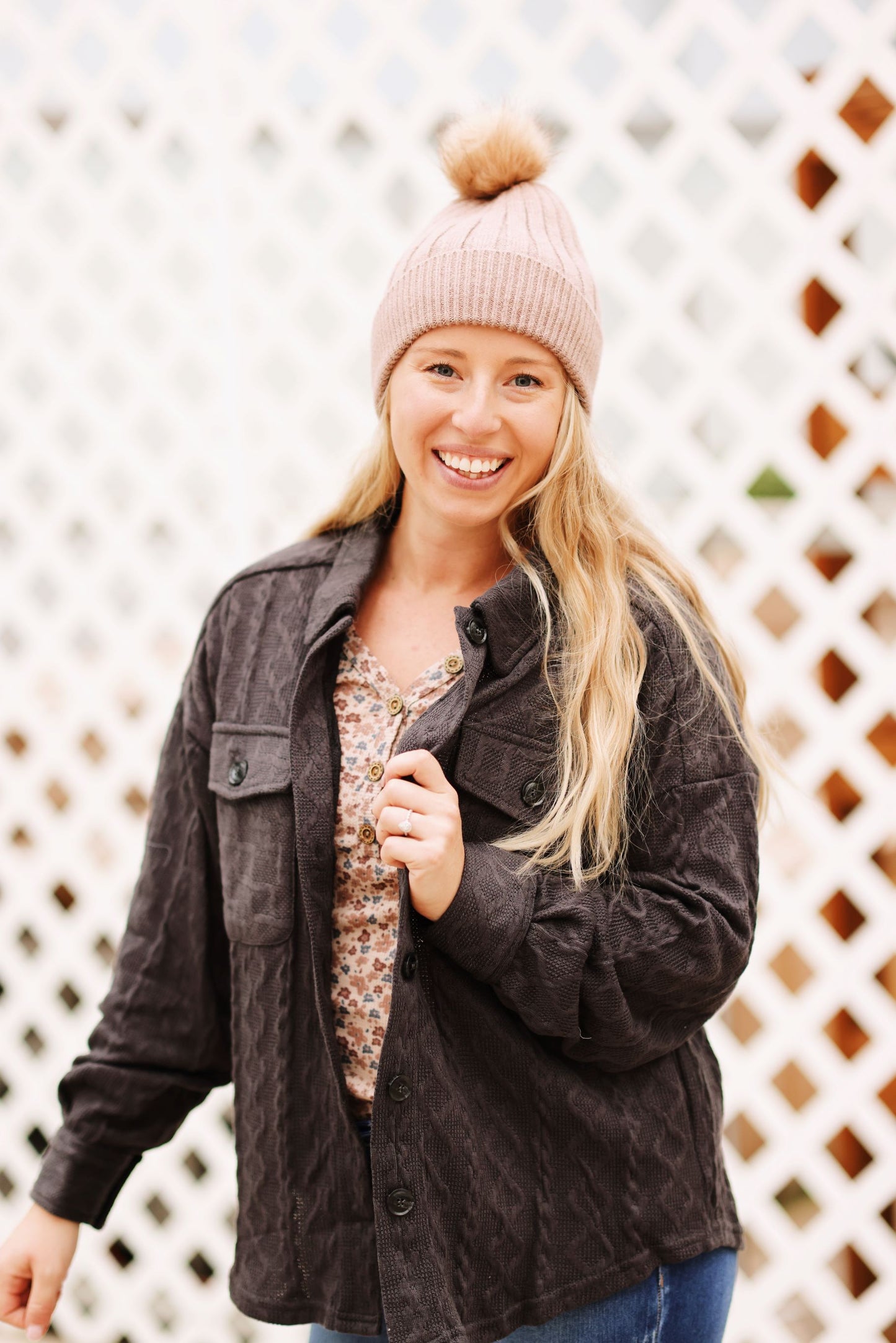 Texture & Threads Shacket-Charcoal