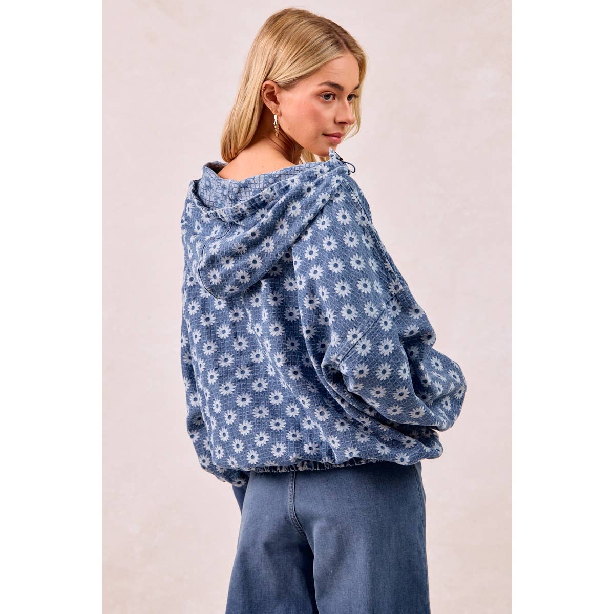 Daydreaming in Denim Flower Hoodie (S-XL)