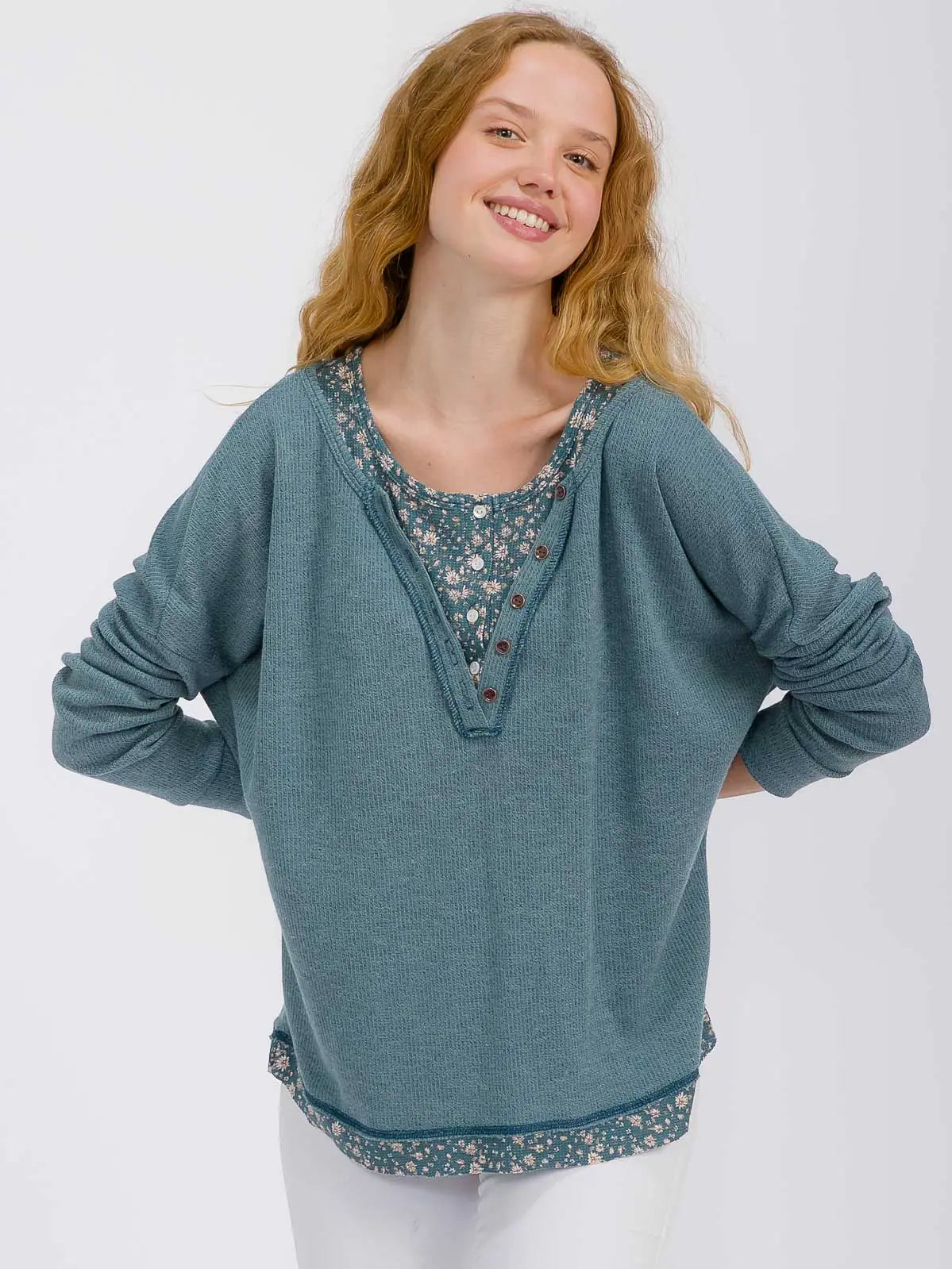 Botanic Blend Henley Top (S-3X)