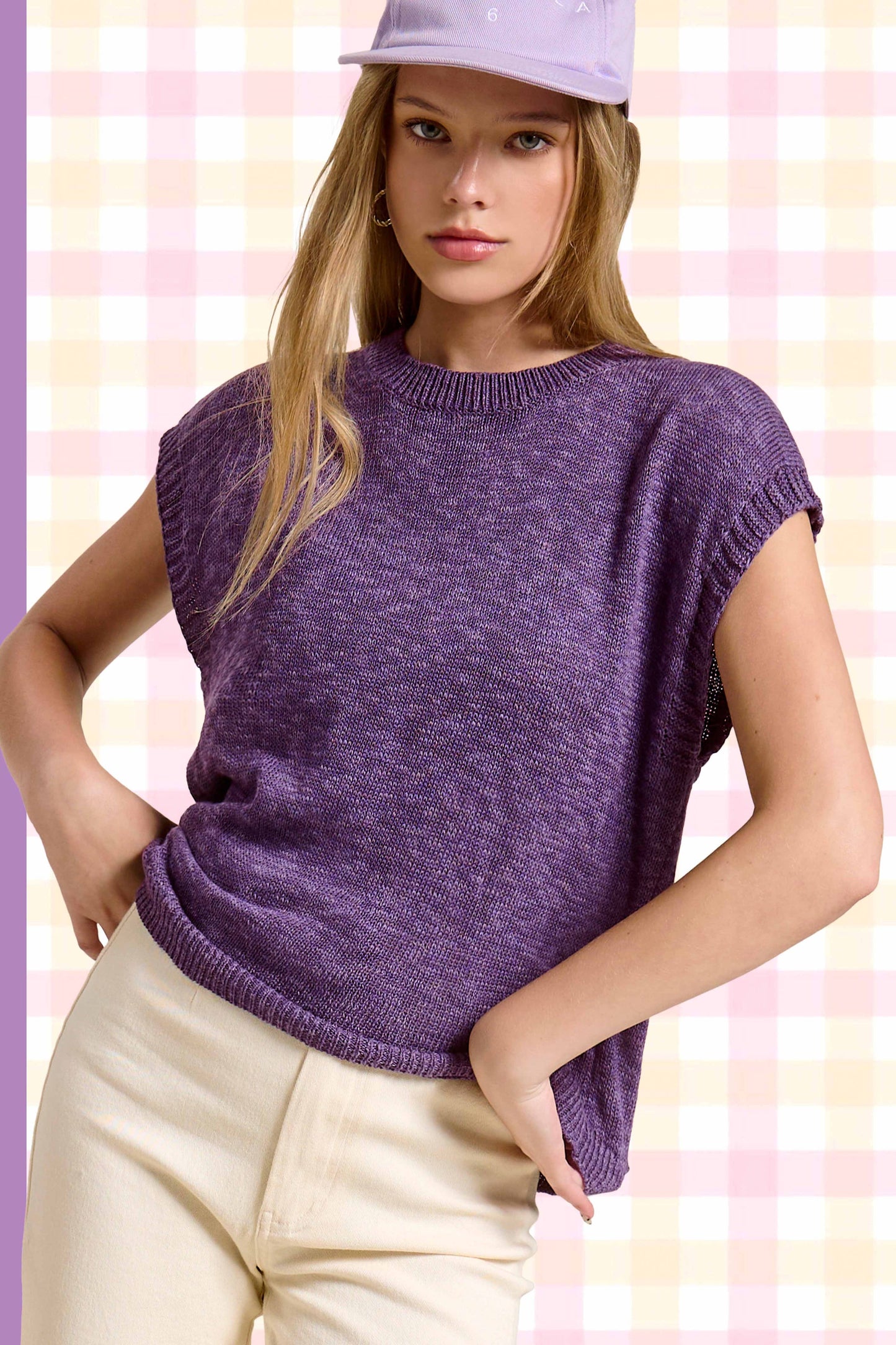 Plum Crazy Knit Crew Neck Top