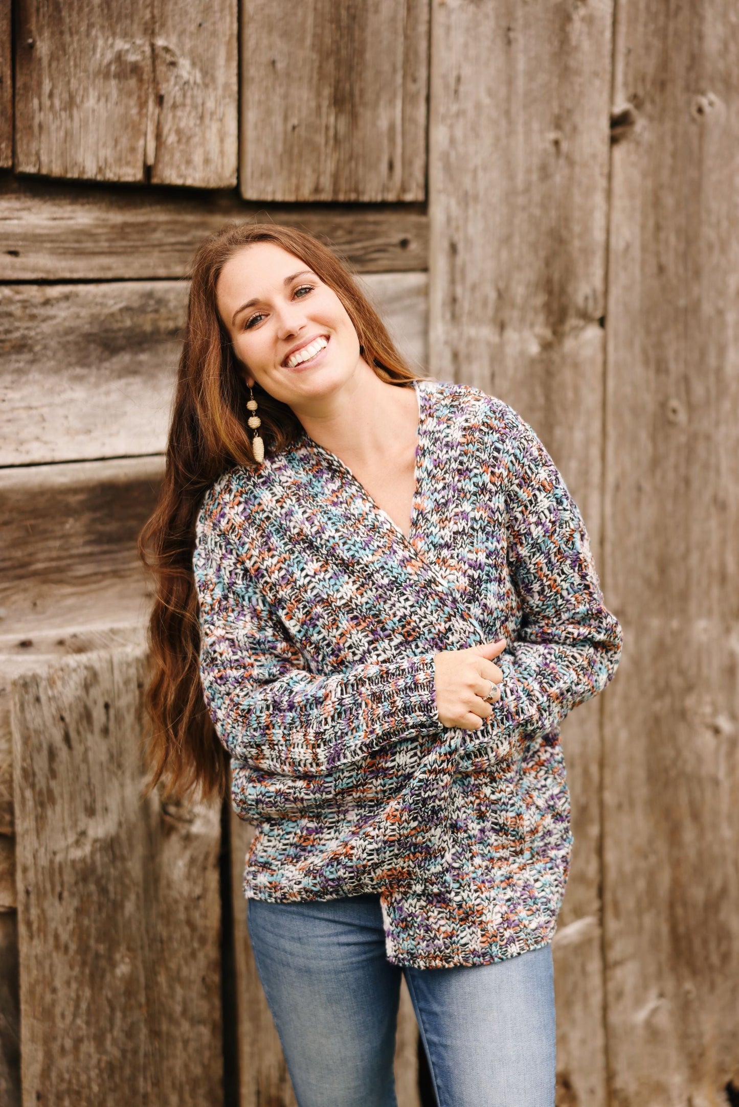 Warmth in Woven Cardigan-Purple Multi