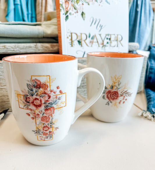 Rugged Floral Cross Mug
