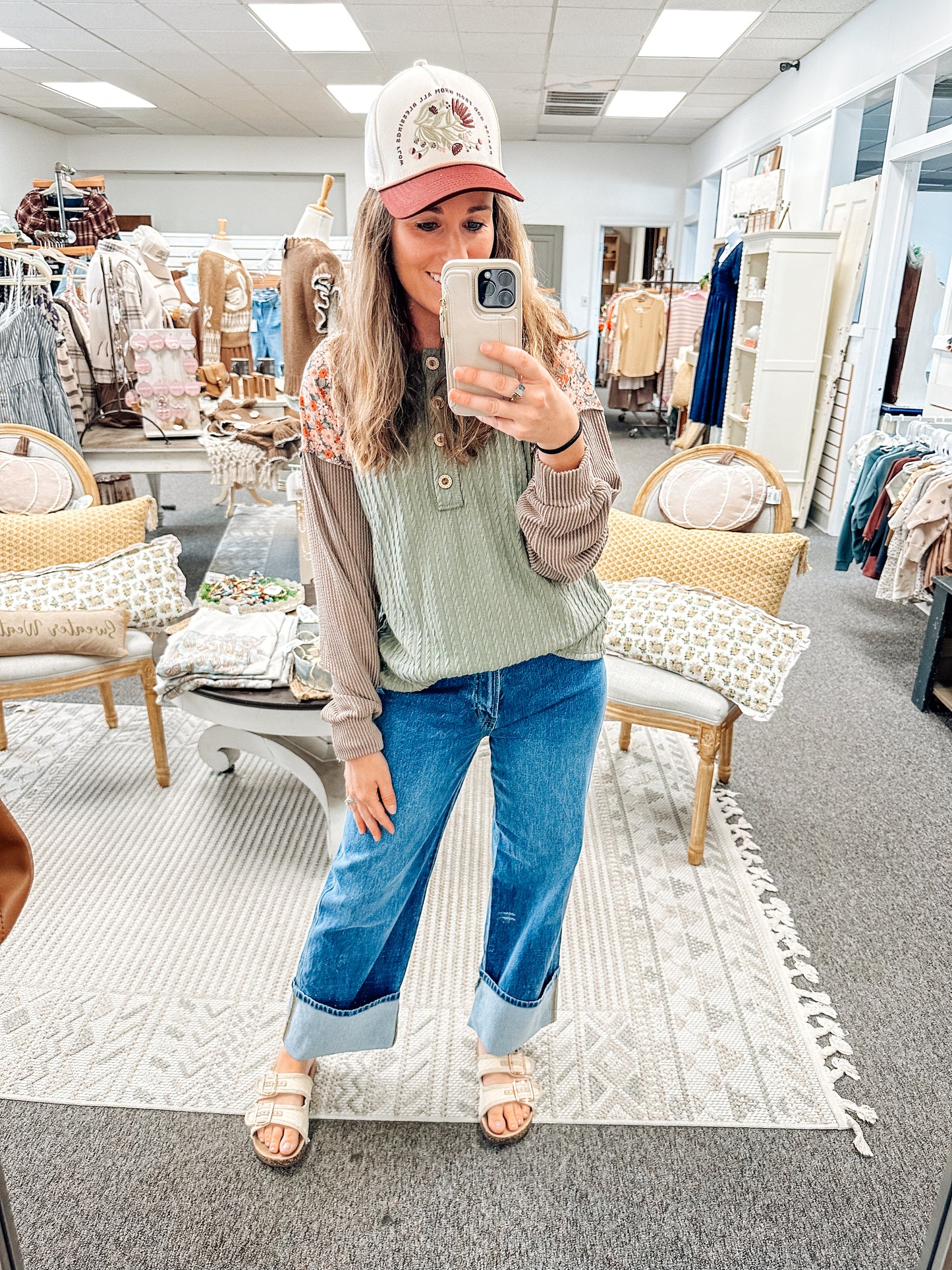 Floral Ember Henley Top