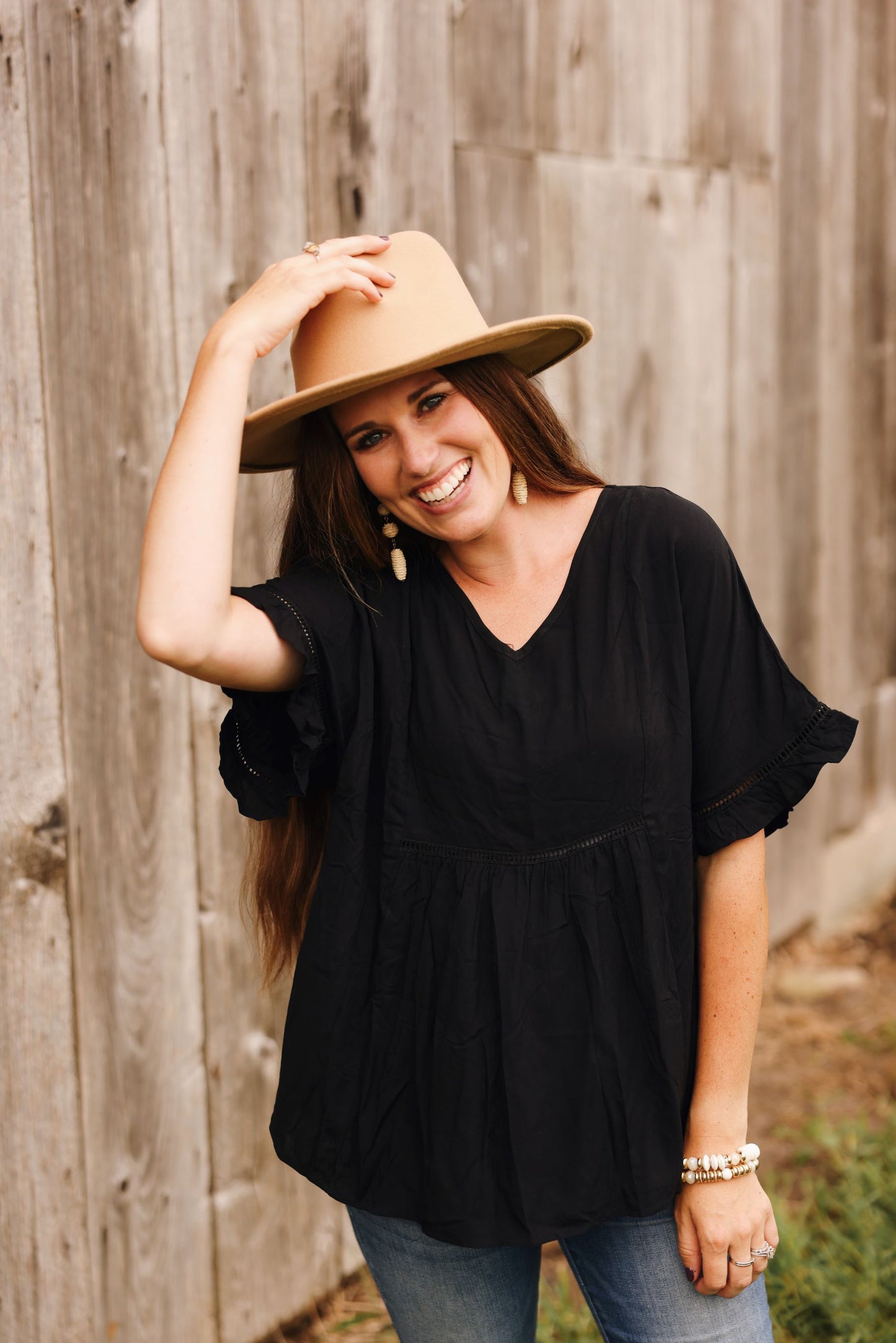 Falling For Fall Blouse Top-Black