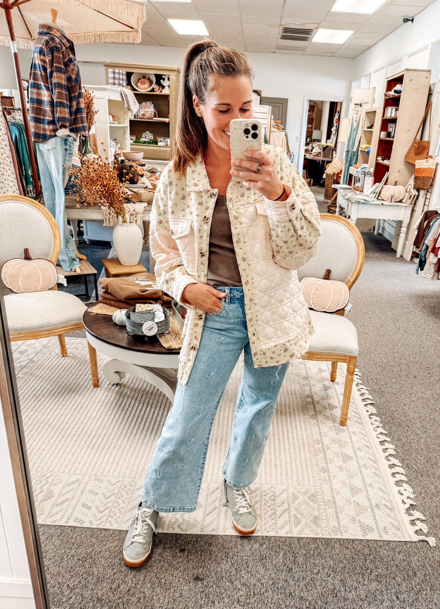 Quilt & Bloom Button Up Top