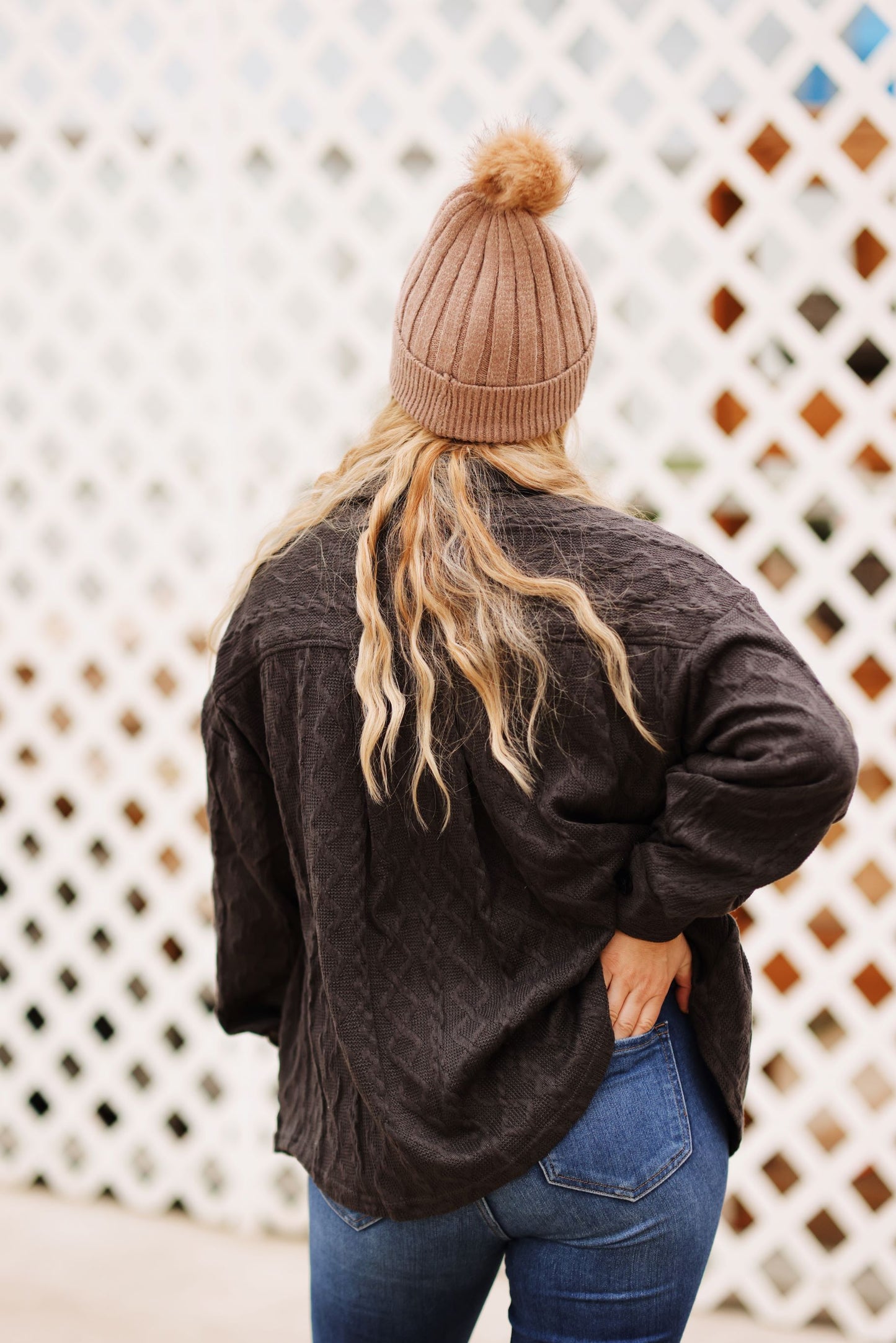 Texture & Threads Shacket-Charcoal