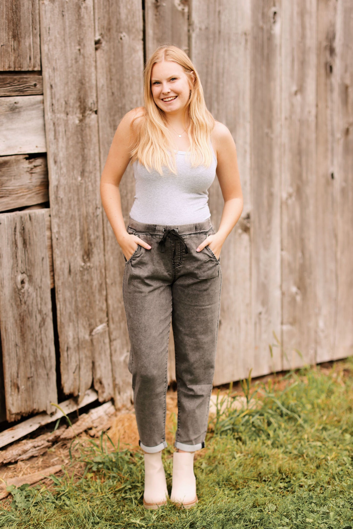 Vintage Days Denim Joggers-Black (S-XL)