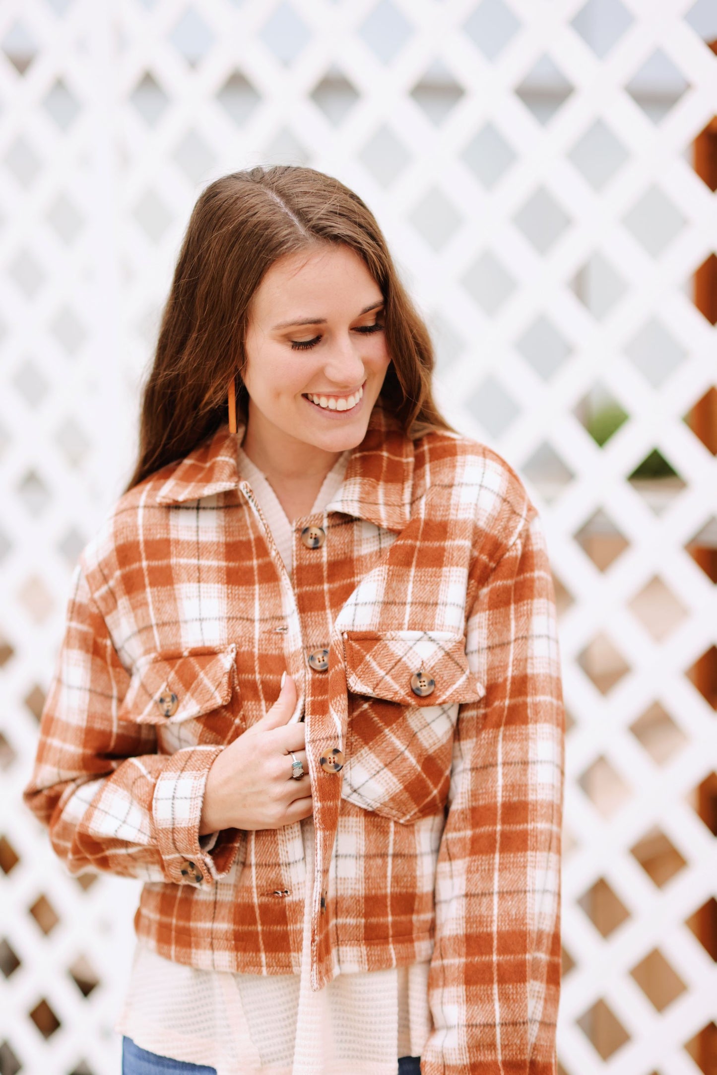 Breezy in Fall Shacket-Rust Multi