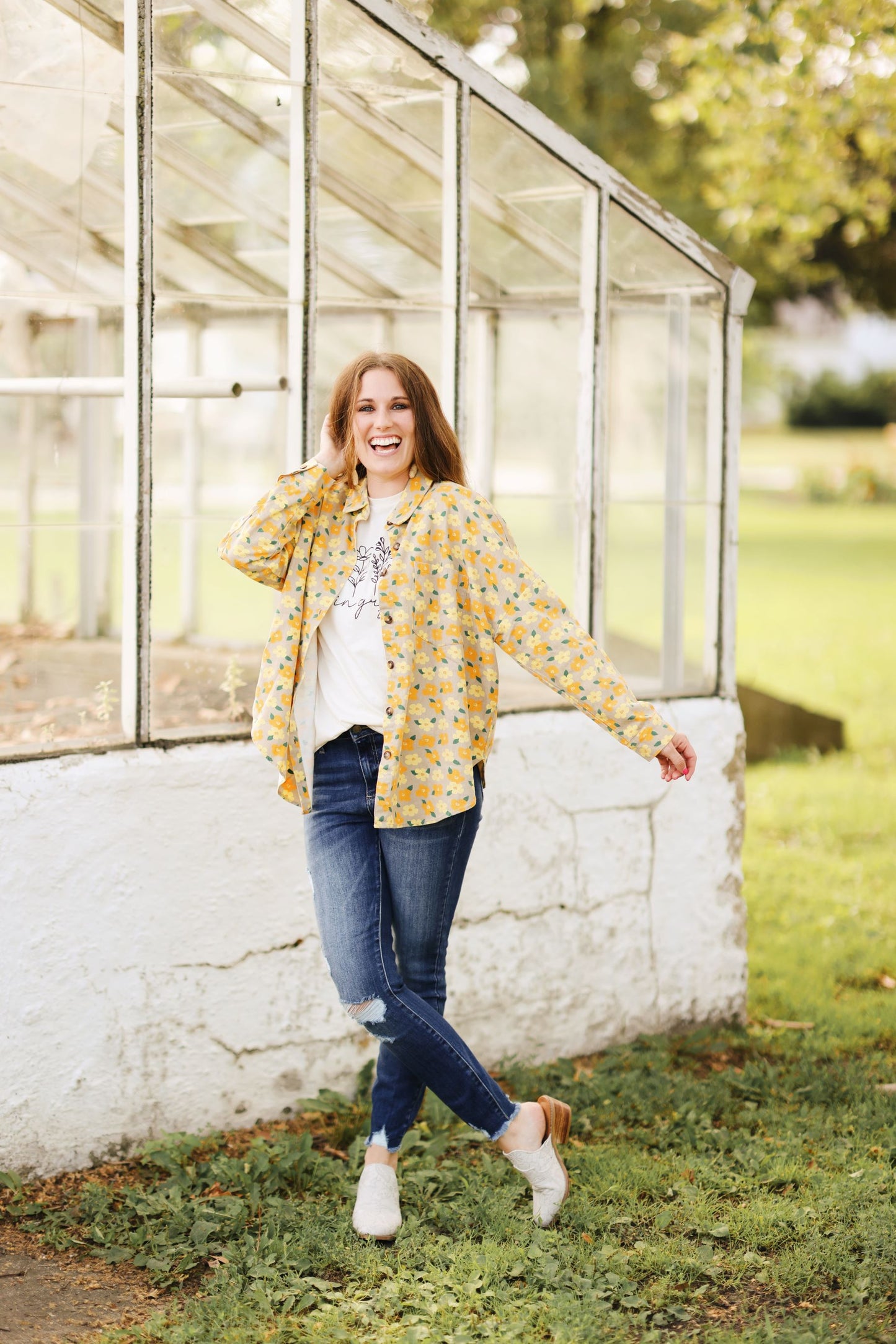 Daisy Delight Denim Button Up
