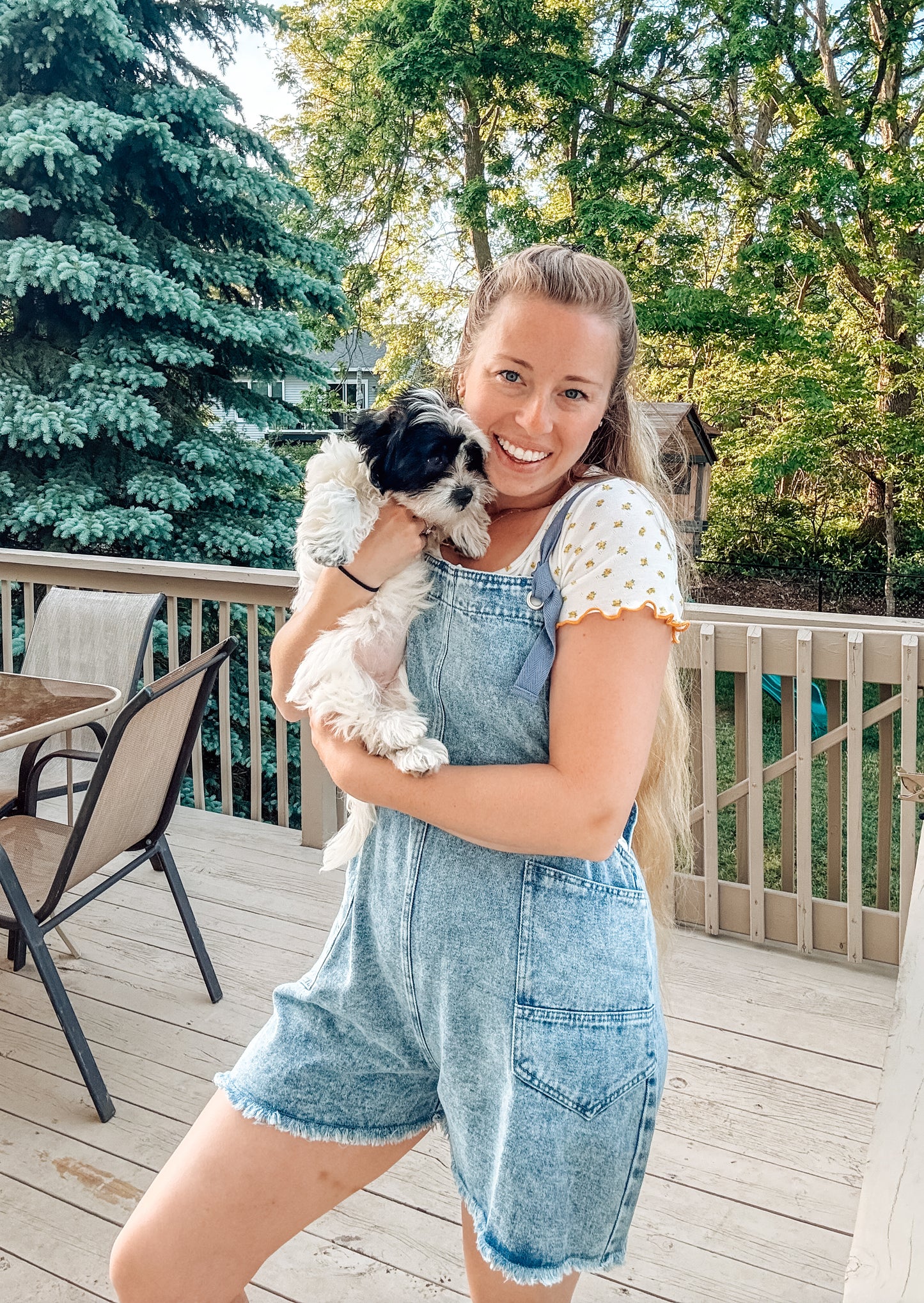 Washed Denim Pocket Overall Romper