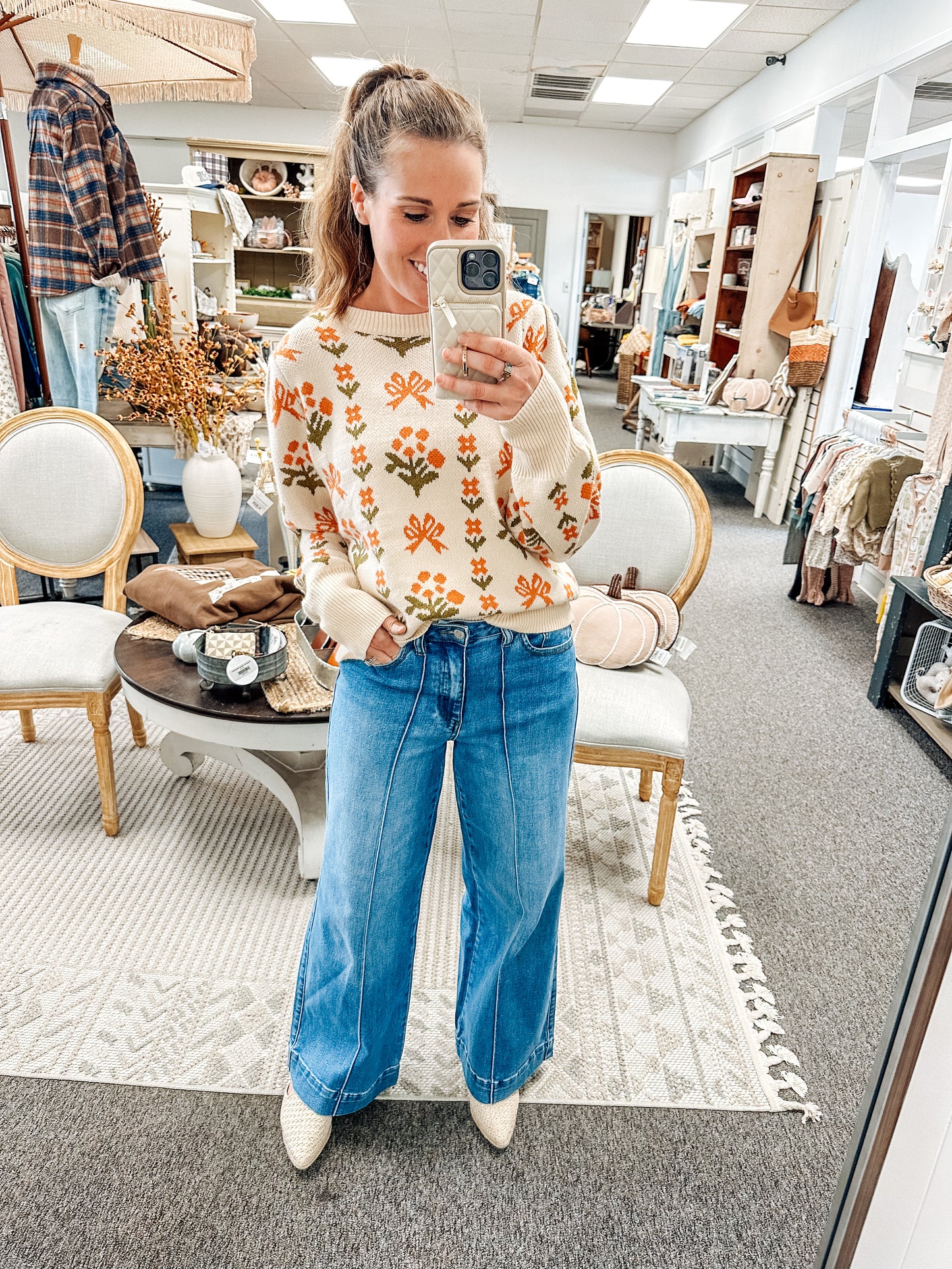 Floral Stitch Pullover
