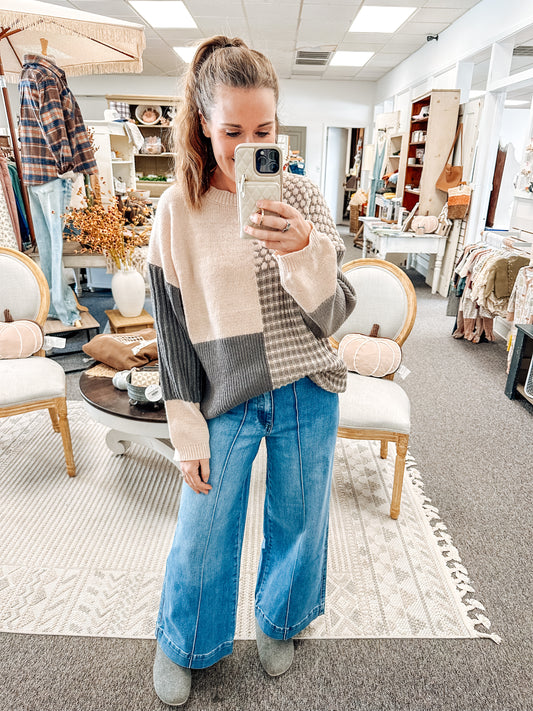 Foggy Mornings Colorblock Sweater (S-XL)