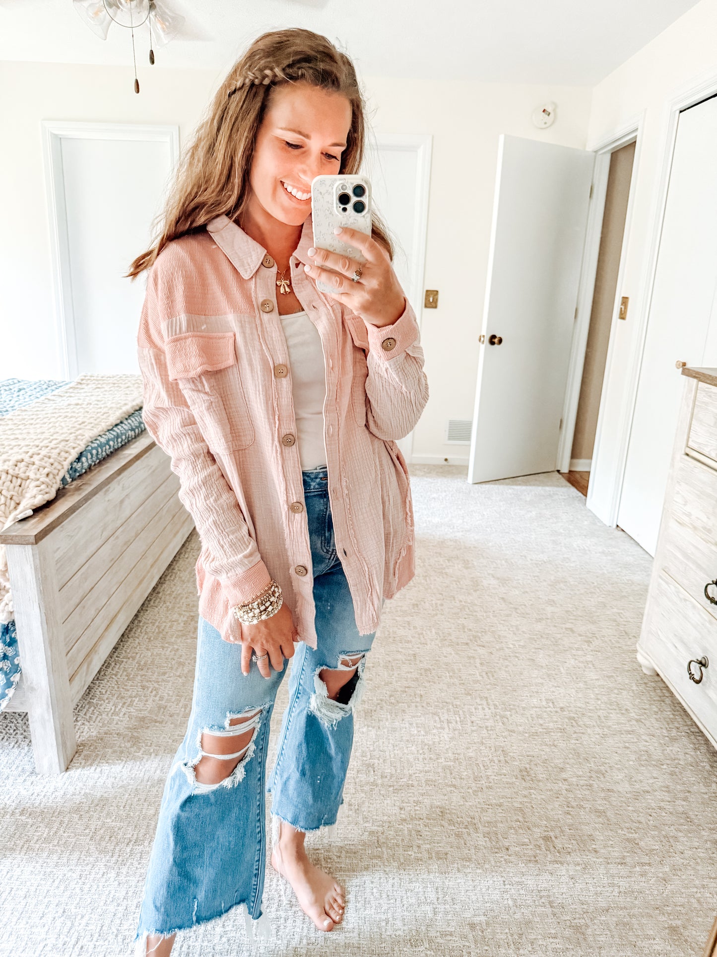 Salt Air Gauze Button Up (2 Colors)