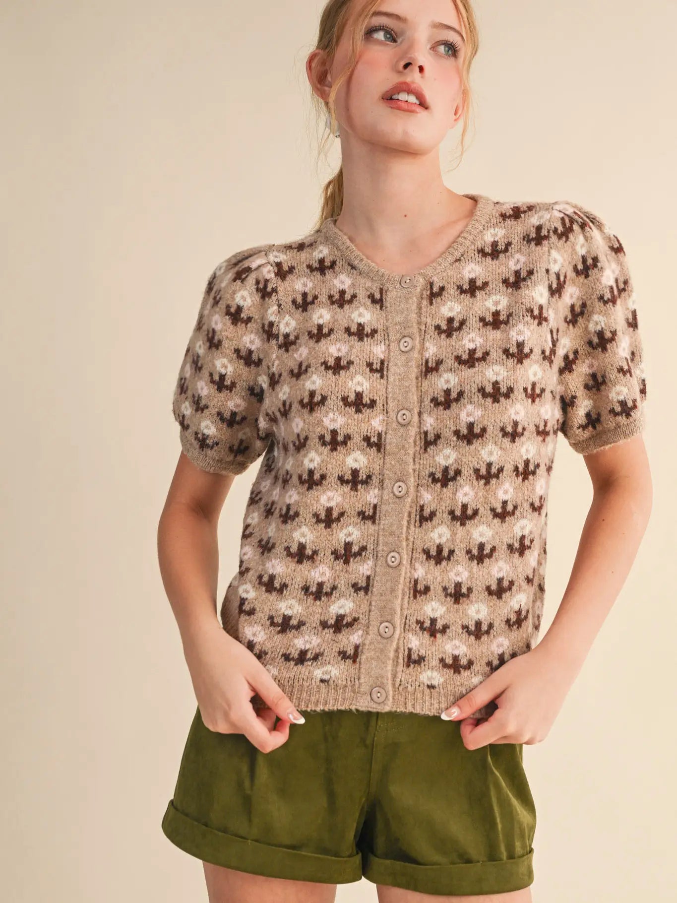 Floral Serenity Short Sleeve Sweater