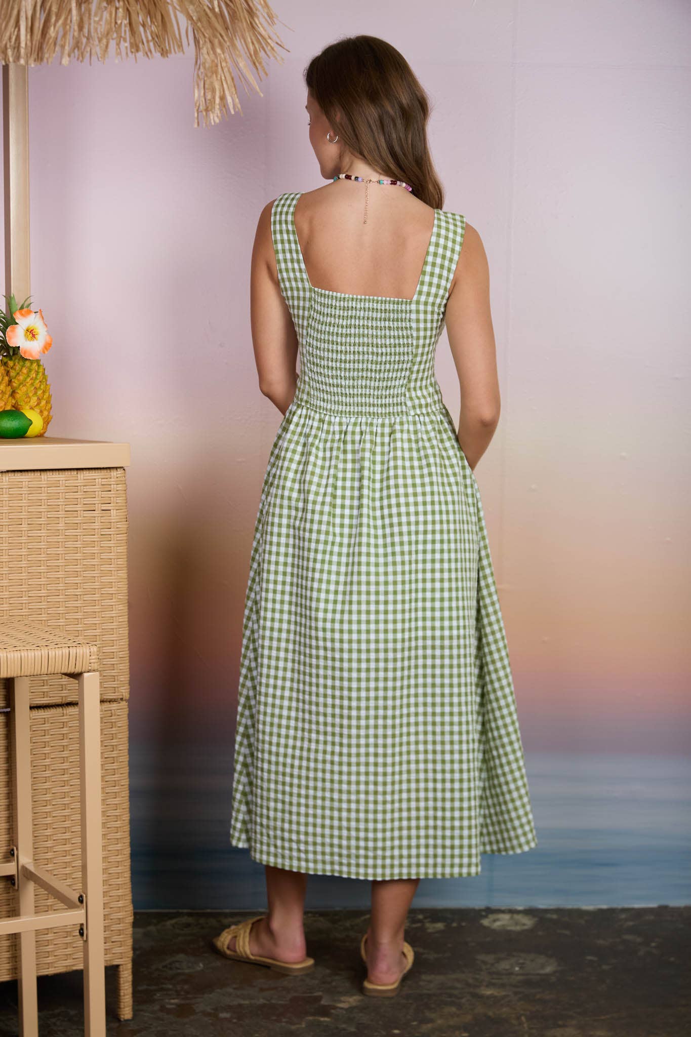 Countryside Cutie Basque Waist Midi Dress