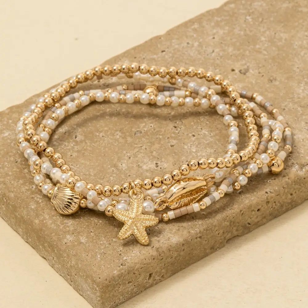 Sea Life Charms Mixed Mini Beaded Bracelet Set