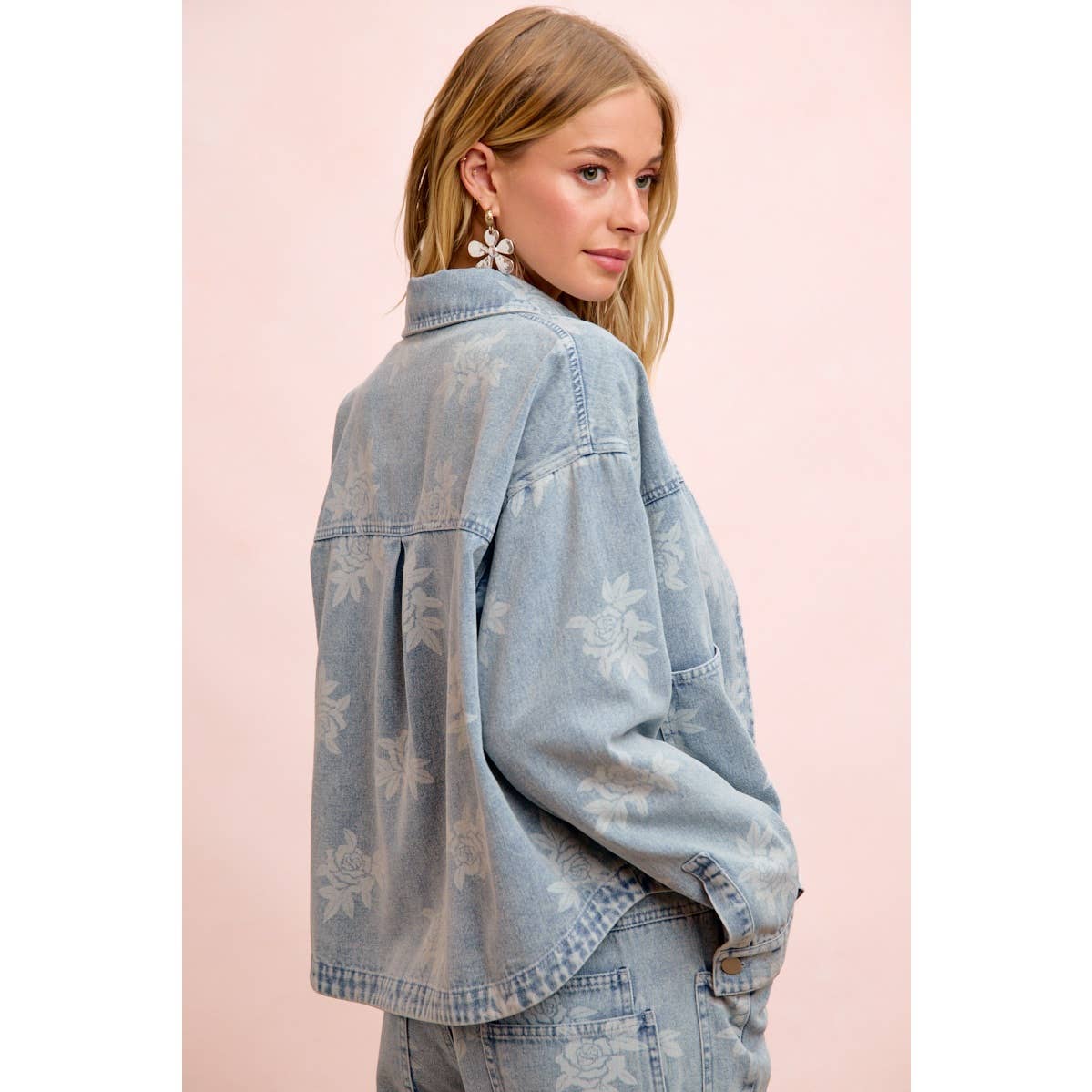 The Lilly Floral Washed Denim Jacket (S-XL)
