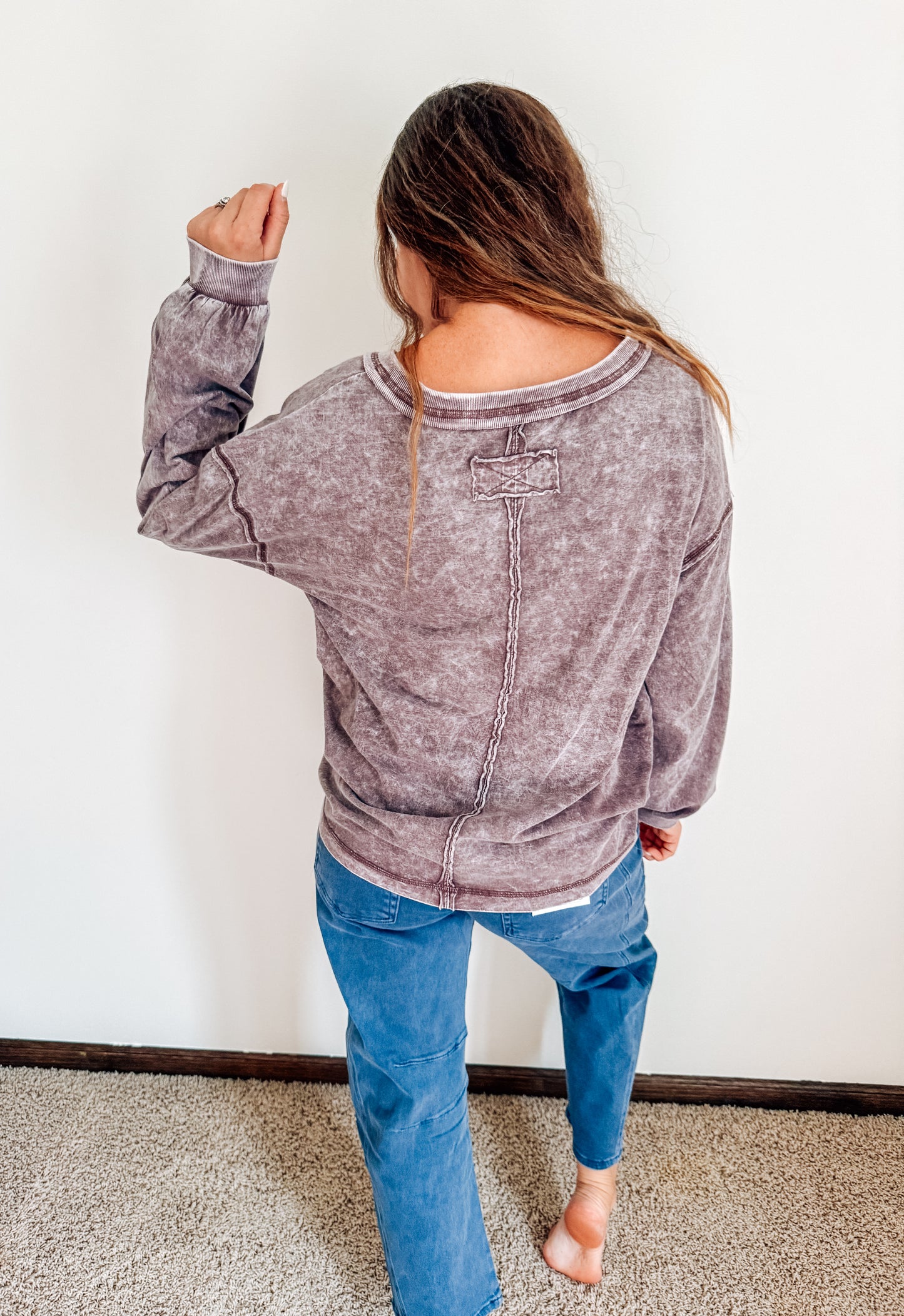 Simply Styled Inverted Seam Knit Top-Eggplant