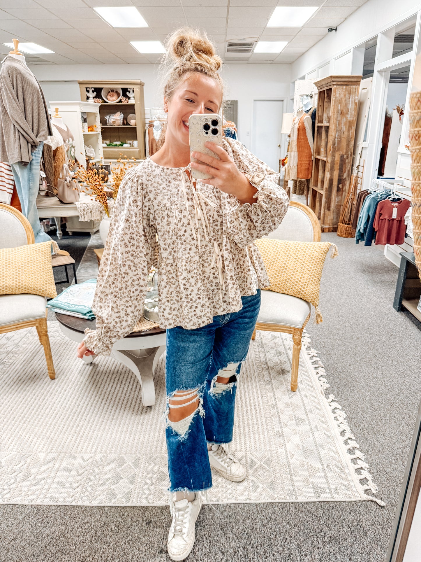 October Petals Peplum Blouse (S-XL)